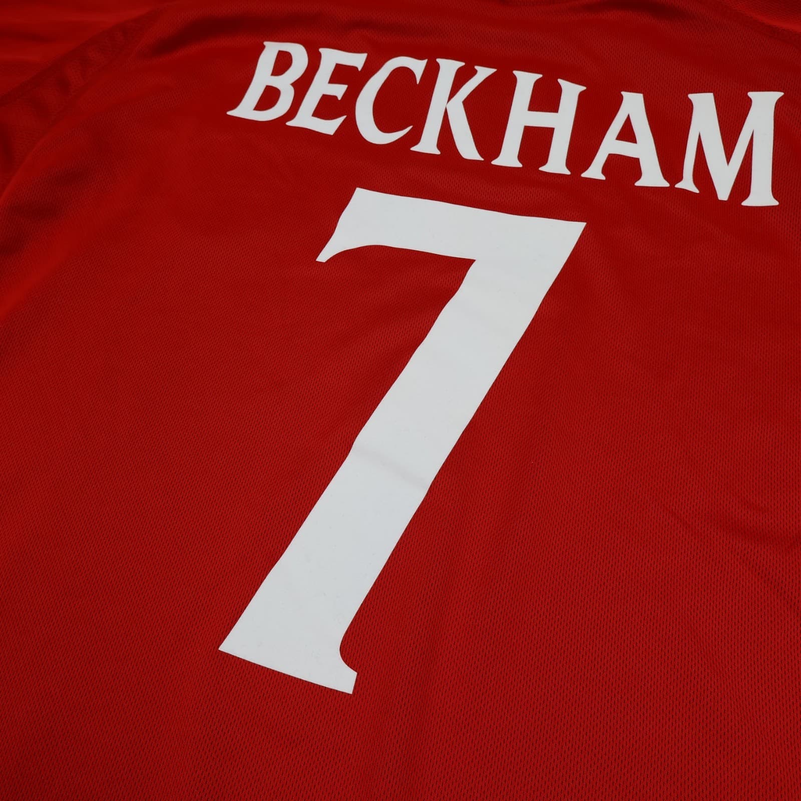 England Football Shirt Large Red Away Kit 2002 2004 Soccer Jersey David Beckham photo 8