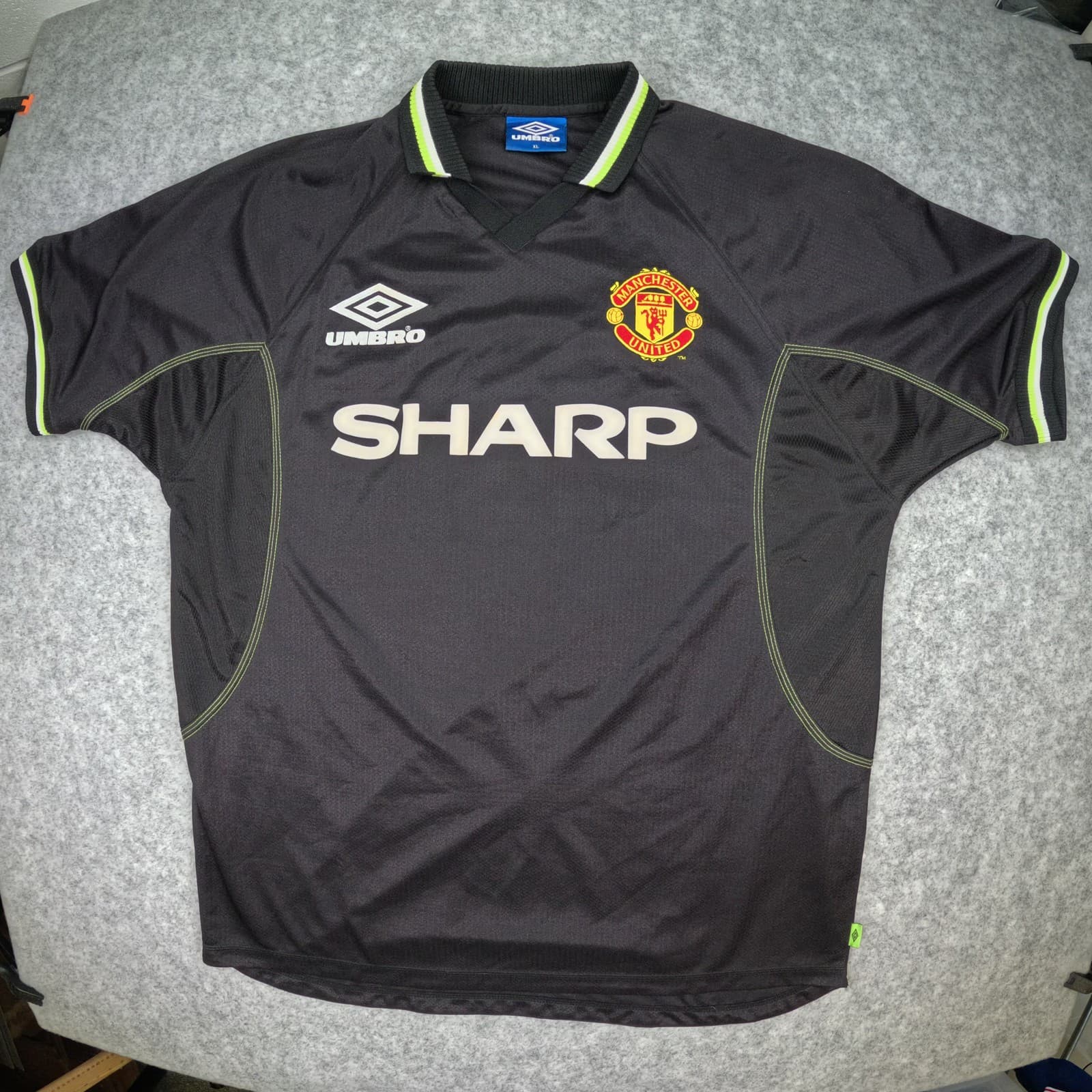 Manchester United Football Shirt Extra Large Black 1998 1999 Umbro Scholes 18 photo 2