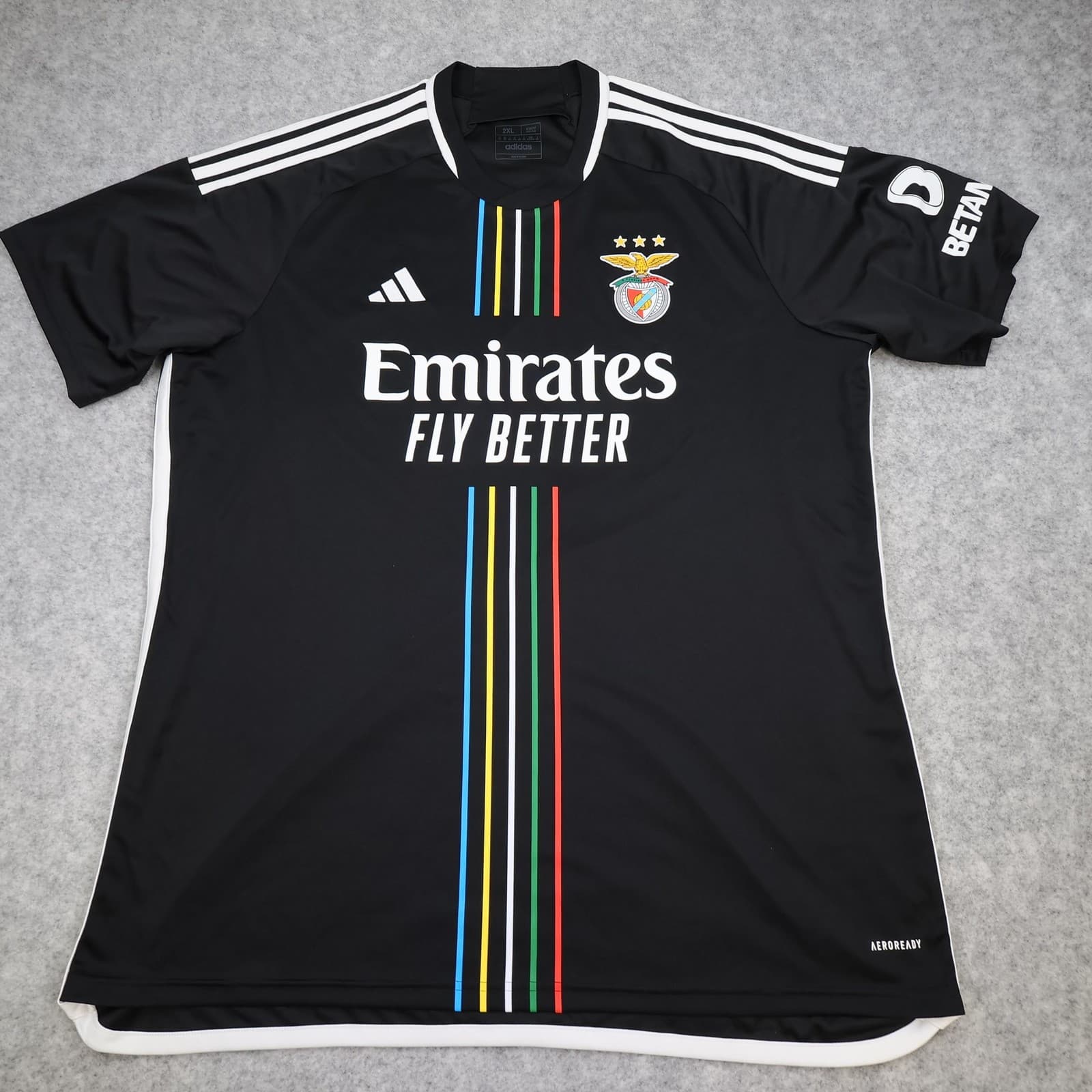 Benfica Shirt Mens 2XL Black 2023 2024 Football Adidas Emirates Jersey 120 Years