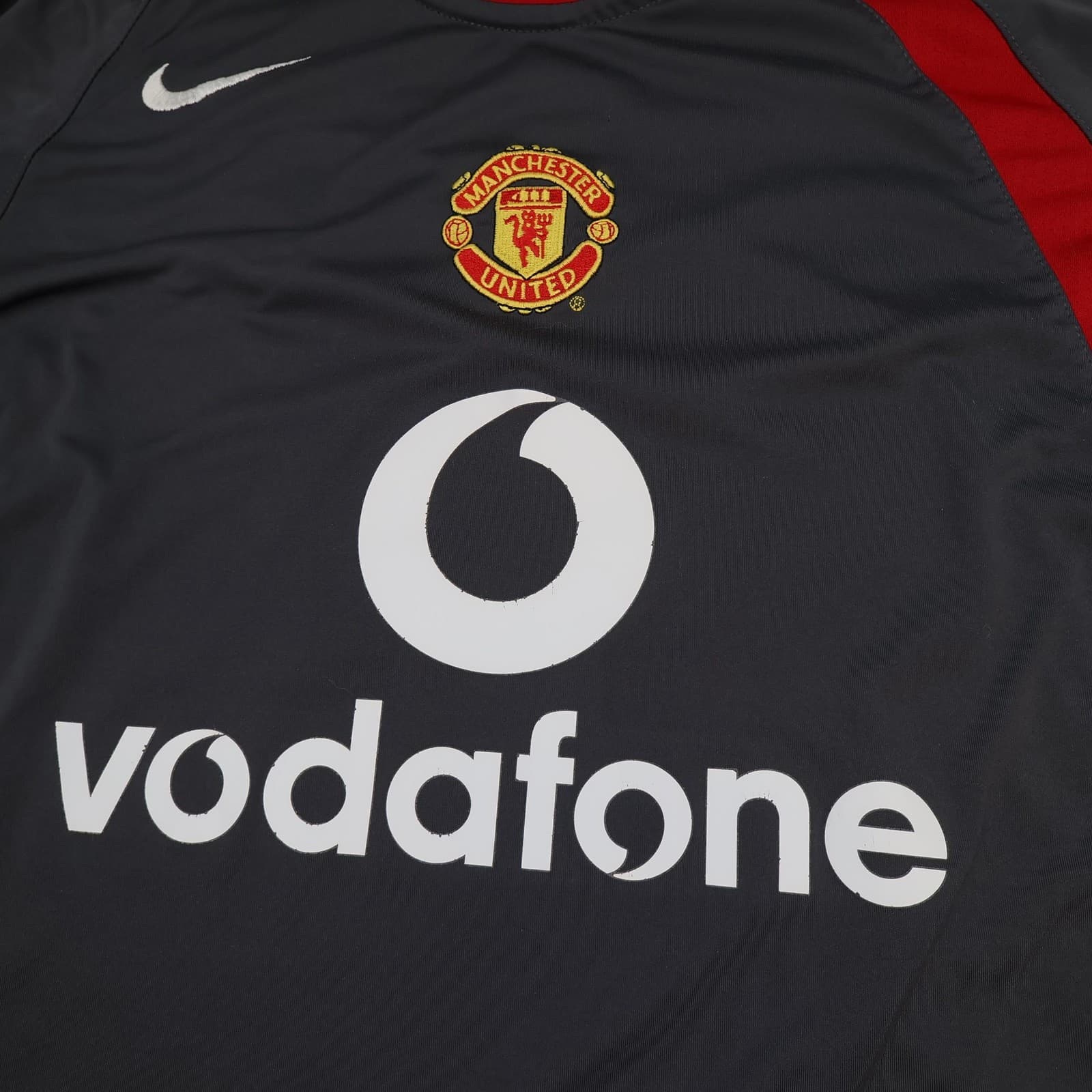 Manchester United Shirt Mens Large Grey Training 2004 2005 Nike Vodafone Soccer photo 3