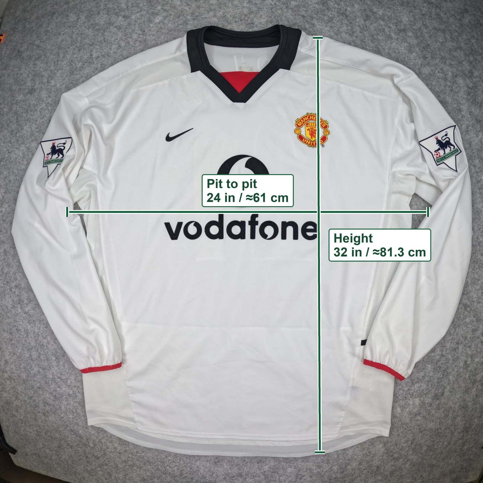 Manchester United Football Shirt White 2002 2003 Away Nike Forlan 21 Long Sleeve photo 3