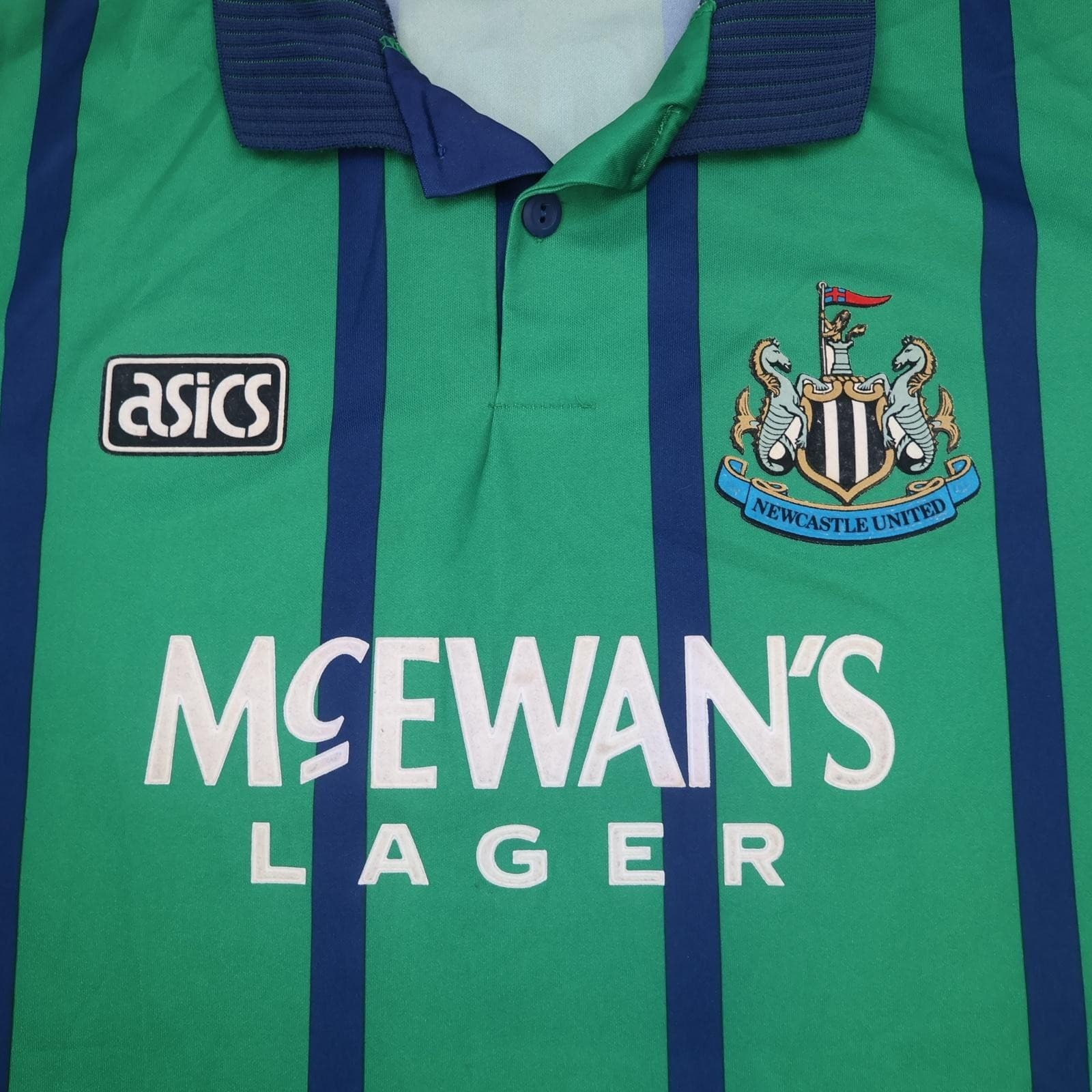 Vintage Newcastle United Shirt Mens XL Green Third EPL 1993 1995 Asics Cole 9 photo 3