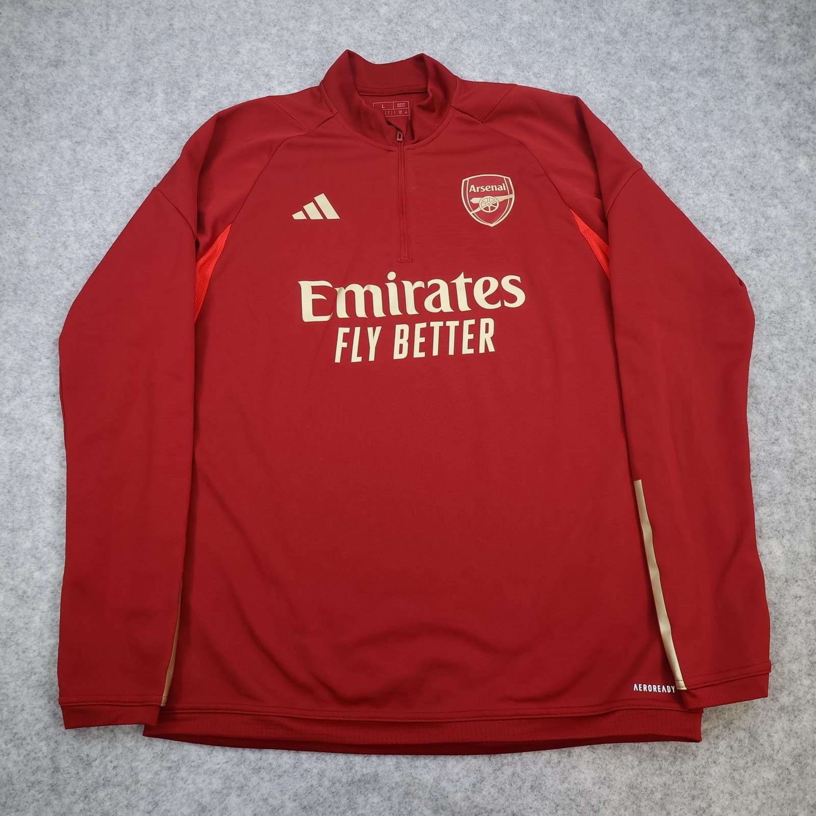 Arsenal Training Top Mens Large Red Football Adidas Pullover 2023 2024 Kit