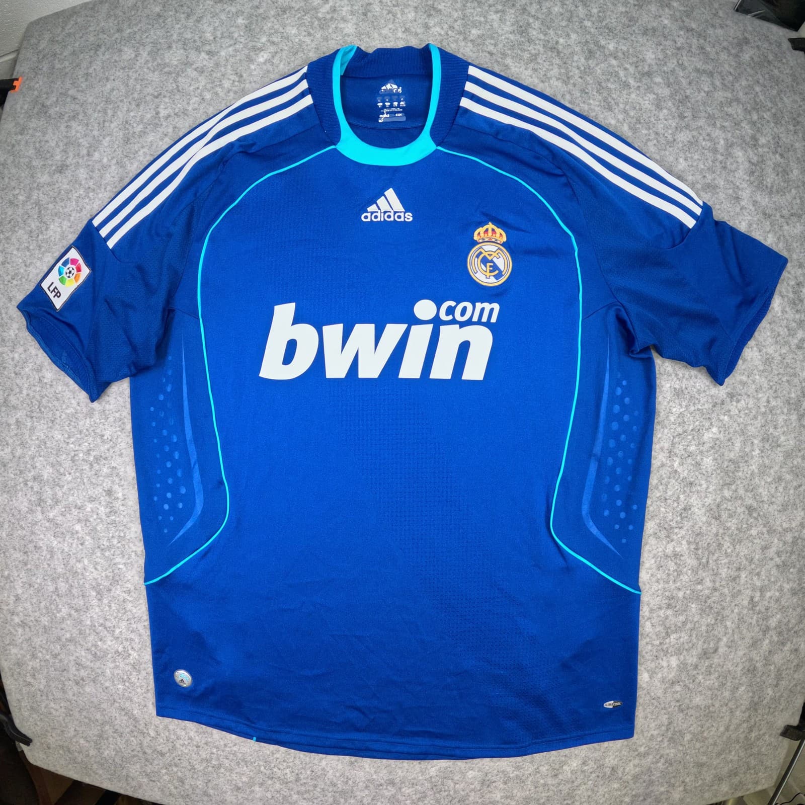 Real Madrid Football Shirt Extra Large Blue Away 2008 2009 adidas Soccer Jersey