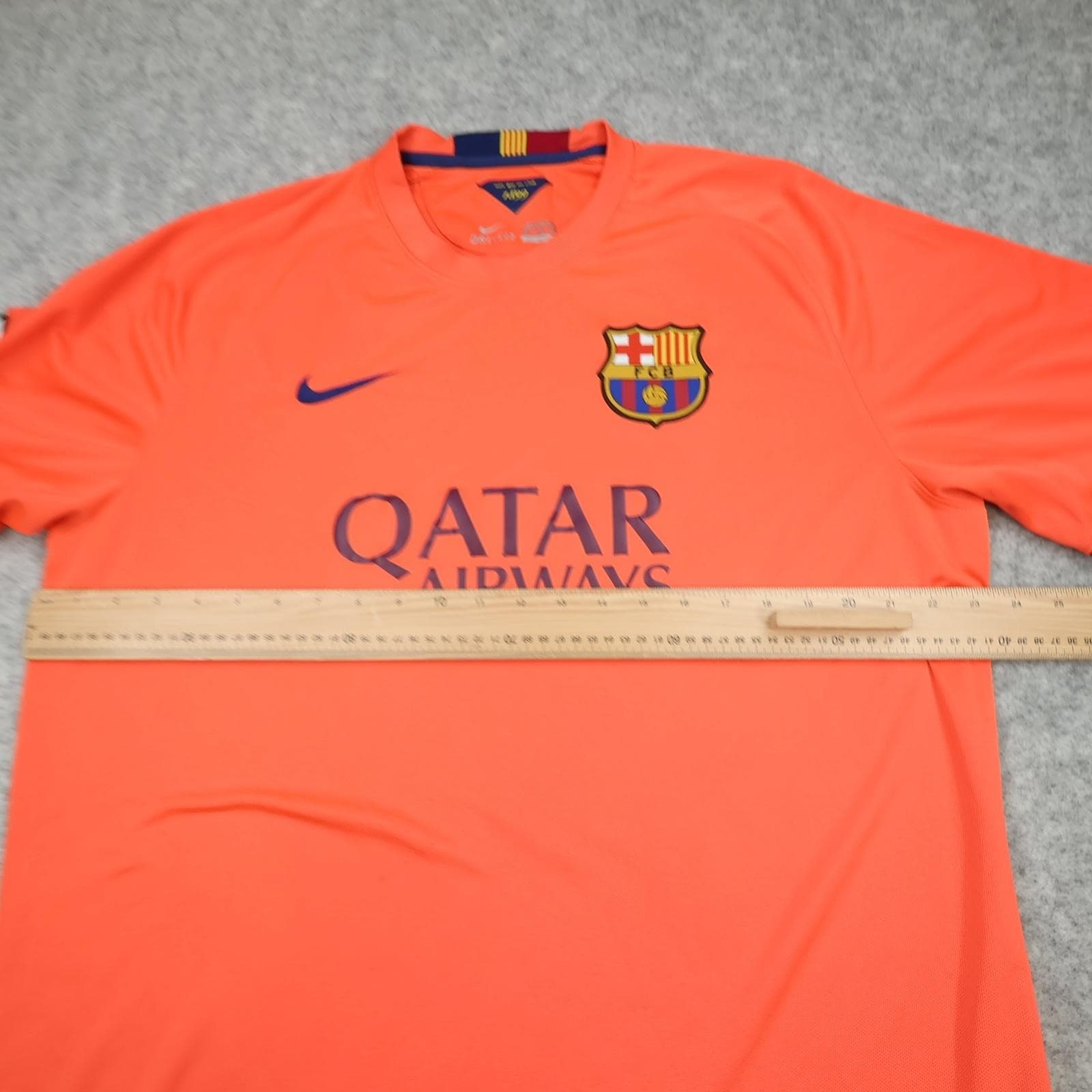 Barcelona Shirt Mens 2XL Orange Away 2014 2015 Football Nike Qatar Airways photo 13