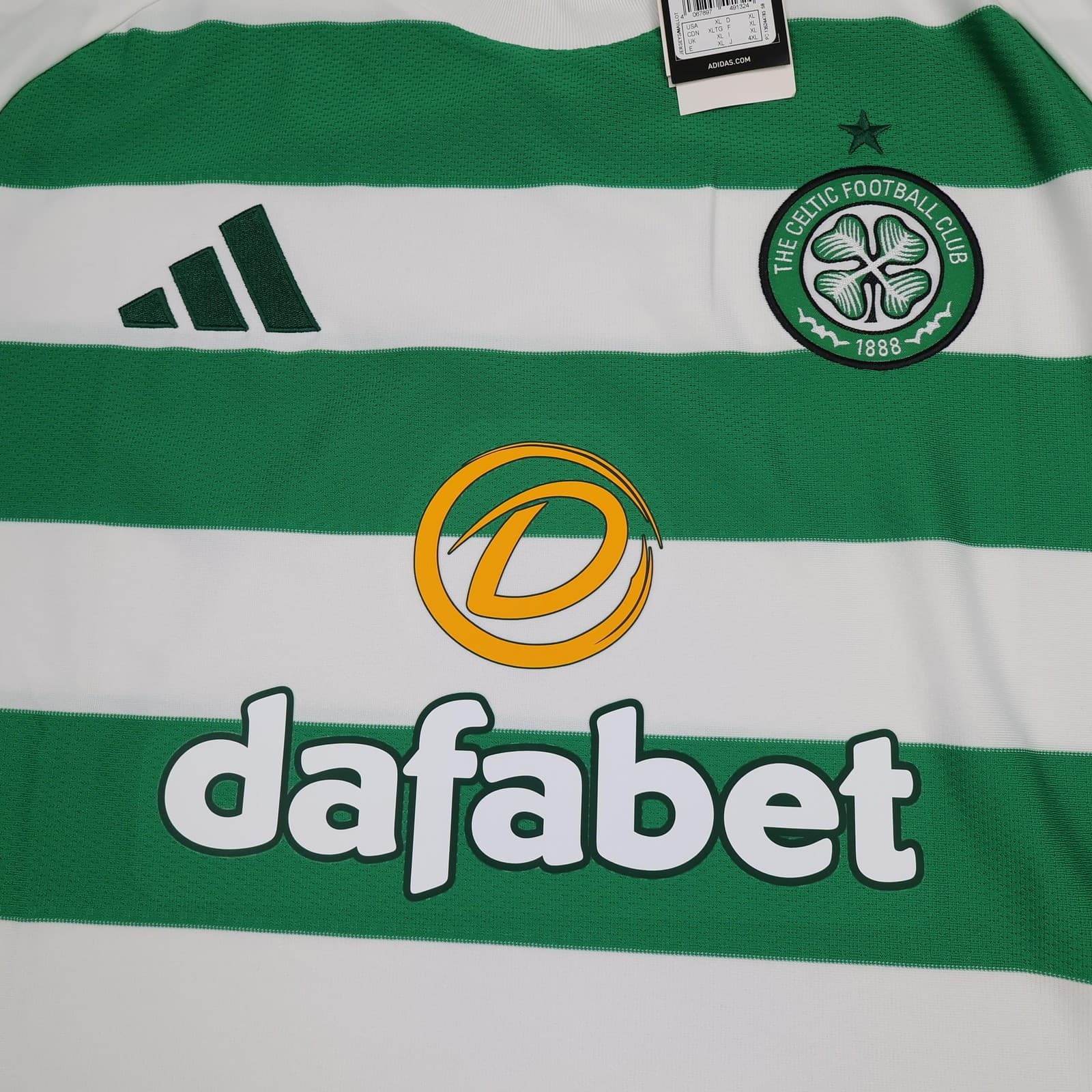 Celtic Shirt Mens XL Green White Home 2024 2025 Football Adidas Soccer Jersey photo 3
