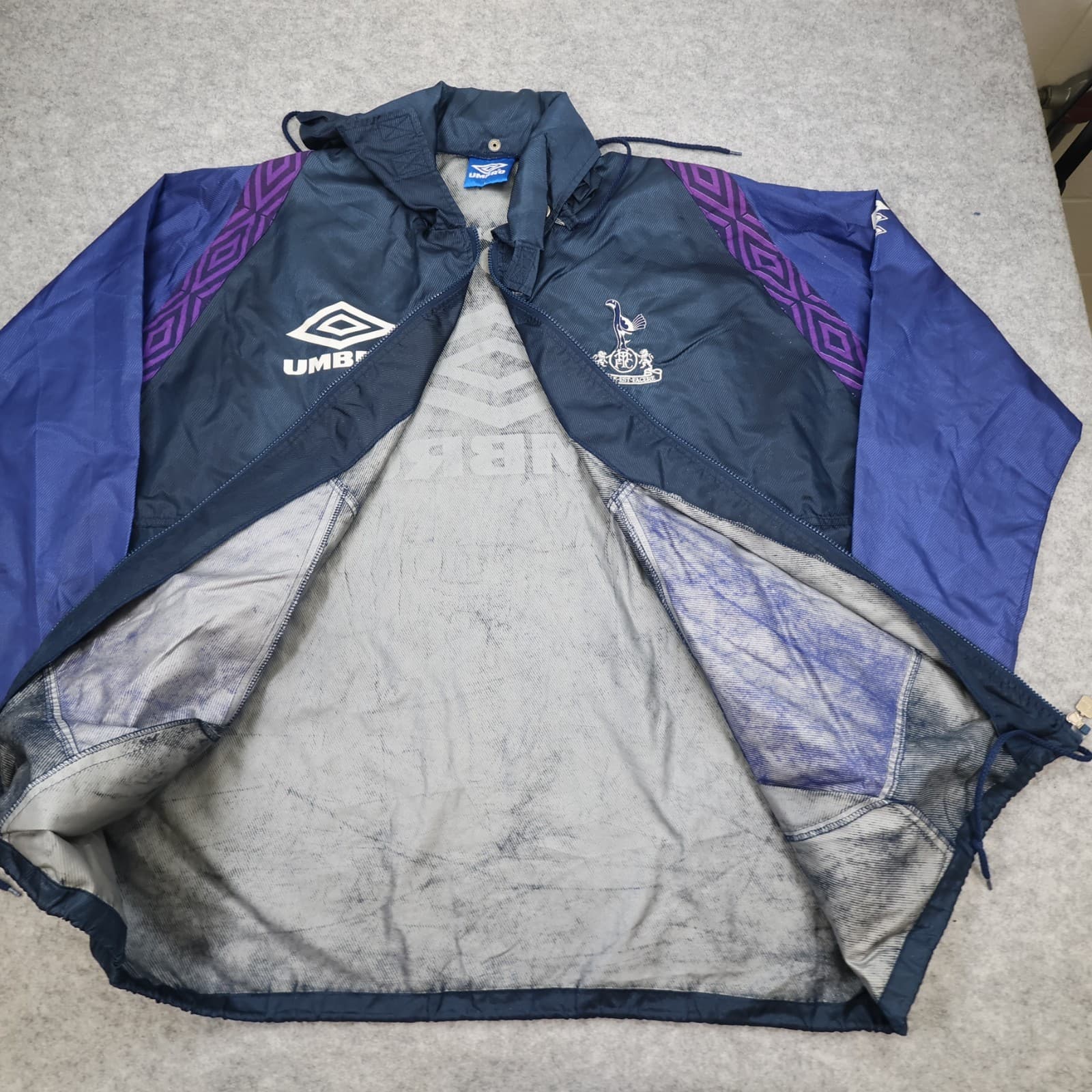 Vintage Tottenham Hotspur Large Training Jacket Purple 1991 1993 Light Rain Coat photo 7