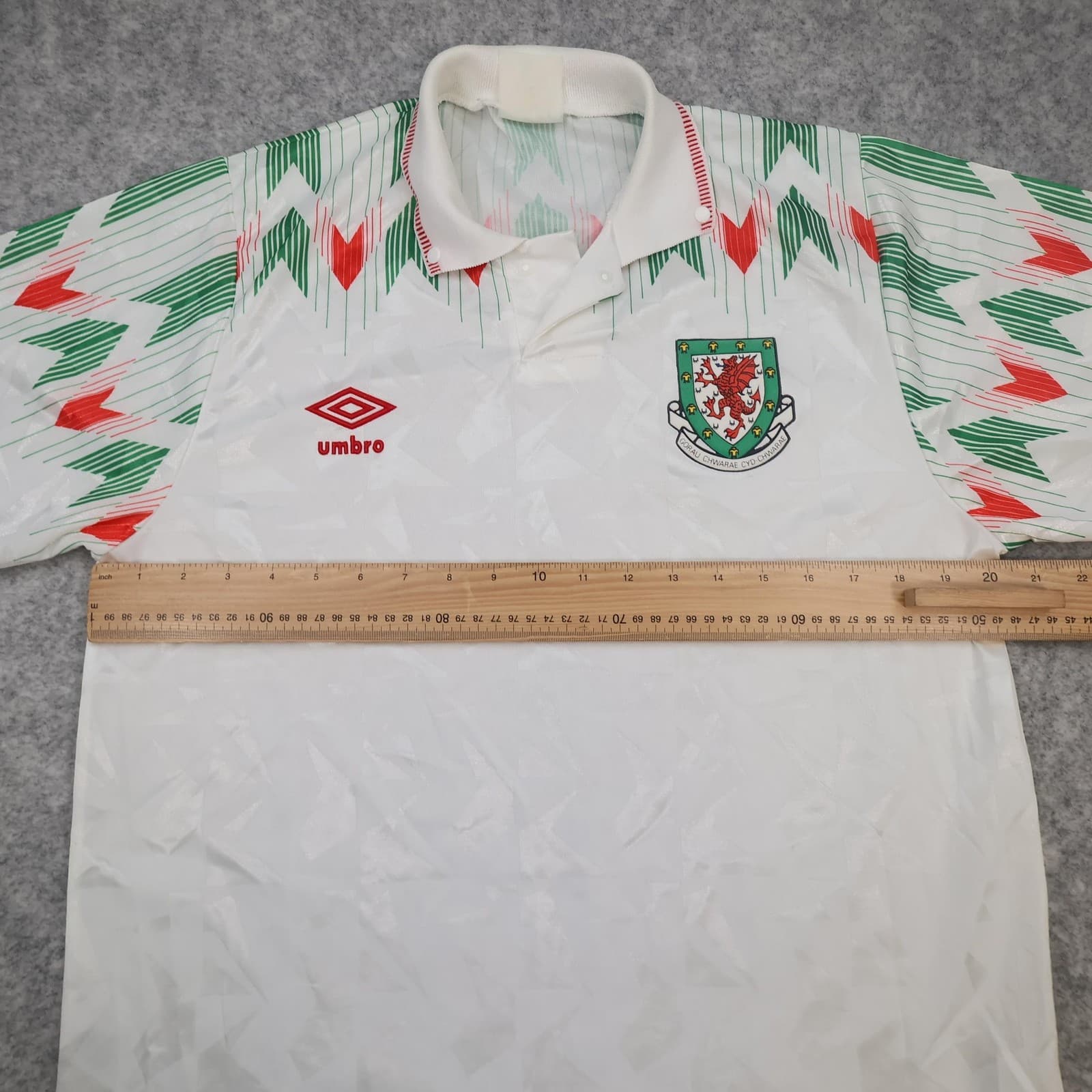 Vintage Wales Away Shirt Mens Medium White 1990 1992 Football Soccer Jersey photo 7