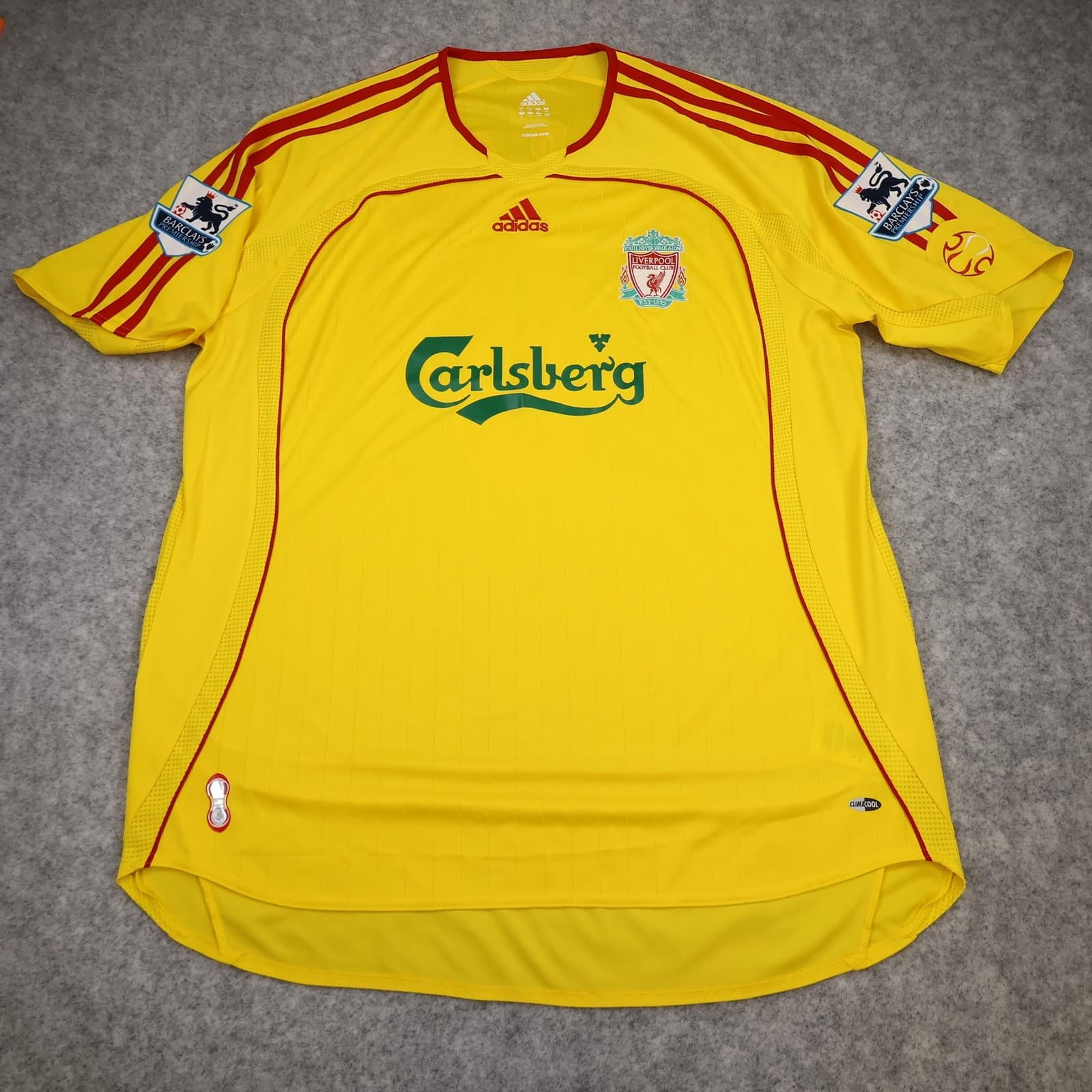 Liverpool Shirt Mens XL Yellow Away Kit 2006 2007 Adidas Gerrard 8 Soccer Jersey photo 2