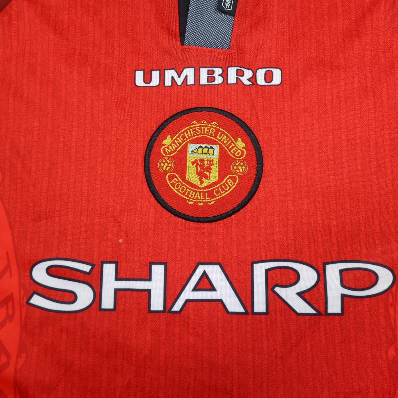 Vintage Manchester United Shirt Large Red Home 1996 1998 Umbro Soccer Jersey photo 5