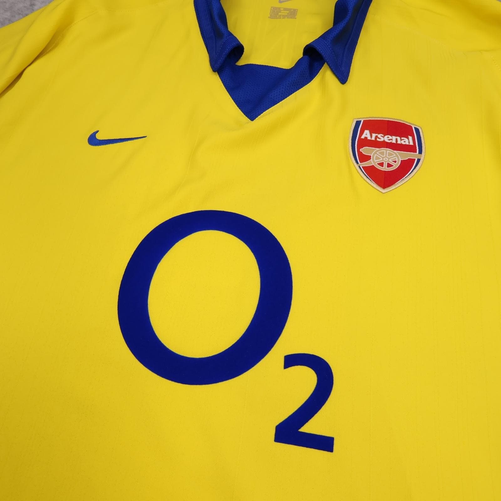 Arsenal Away Shirt XL Long Sleeve Yellow 2002 2004 Nike Henry 14 Soccer Jersey photo 5