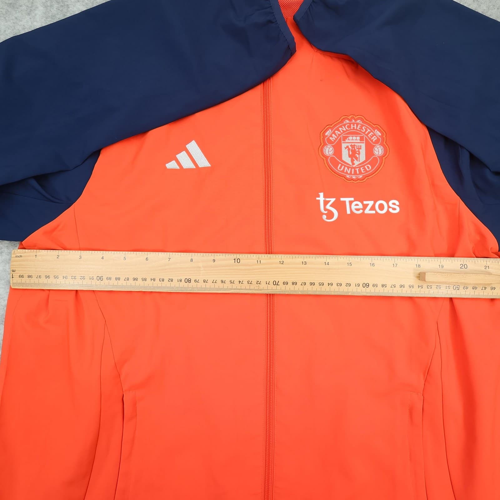 Manchester United Jacket Mens Large Orange Navy Football Adidas Tezos Training photo 8