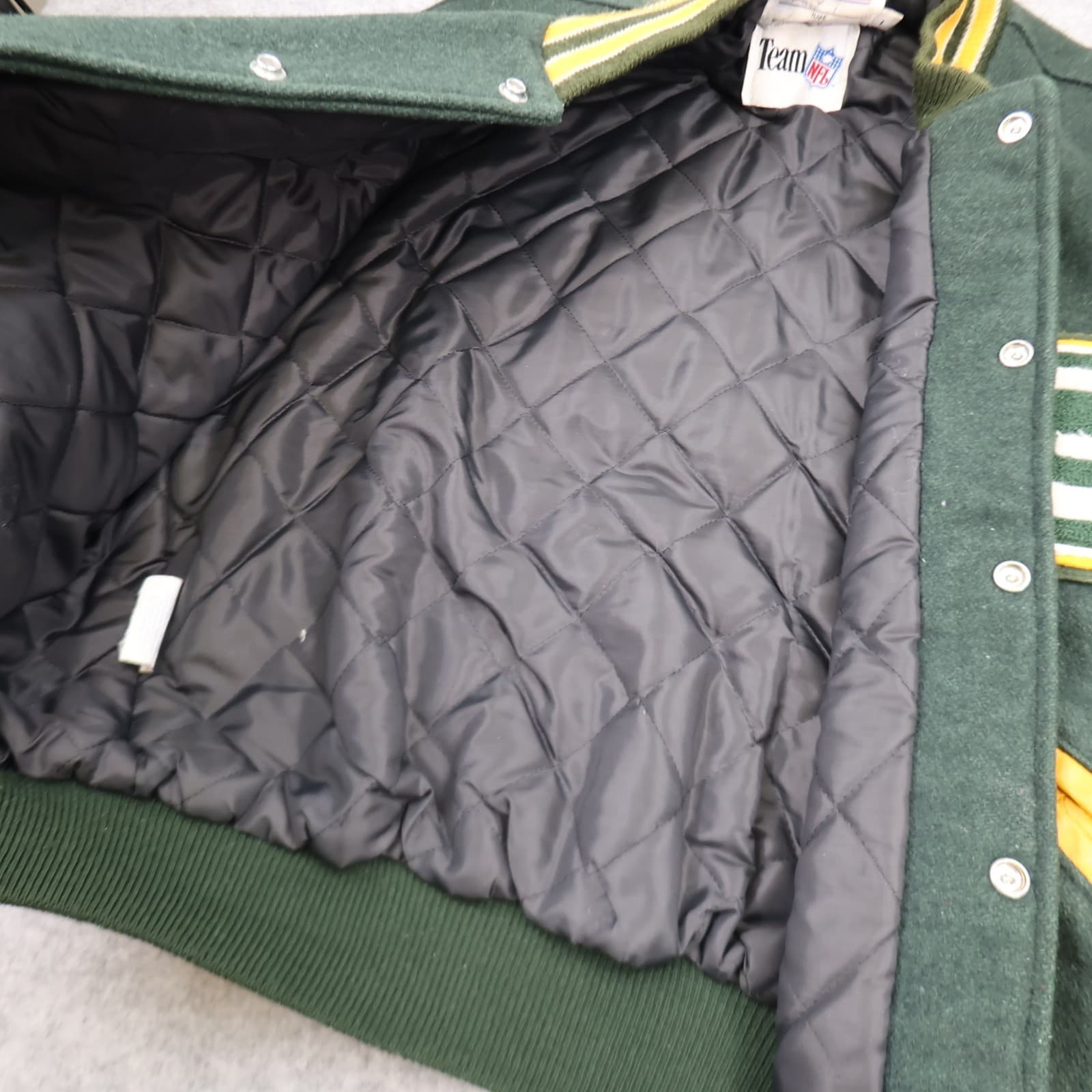 Vintage Green Bay Packers Varsity Jacket Large Green Leather DeLong NFL photo 8