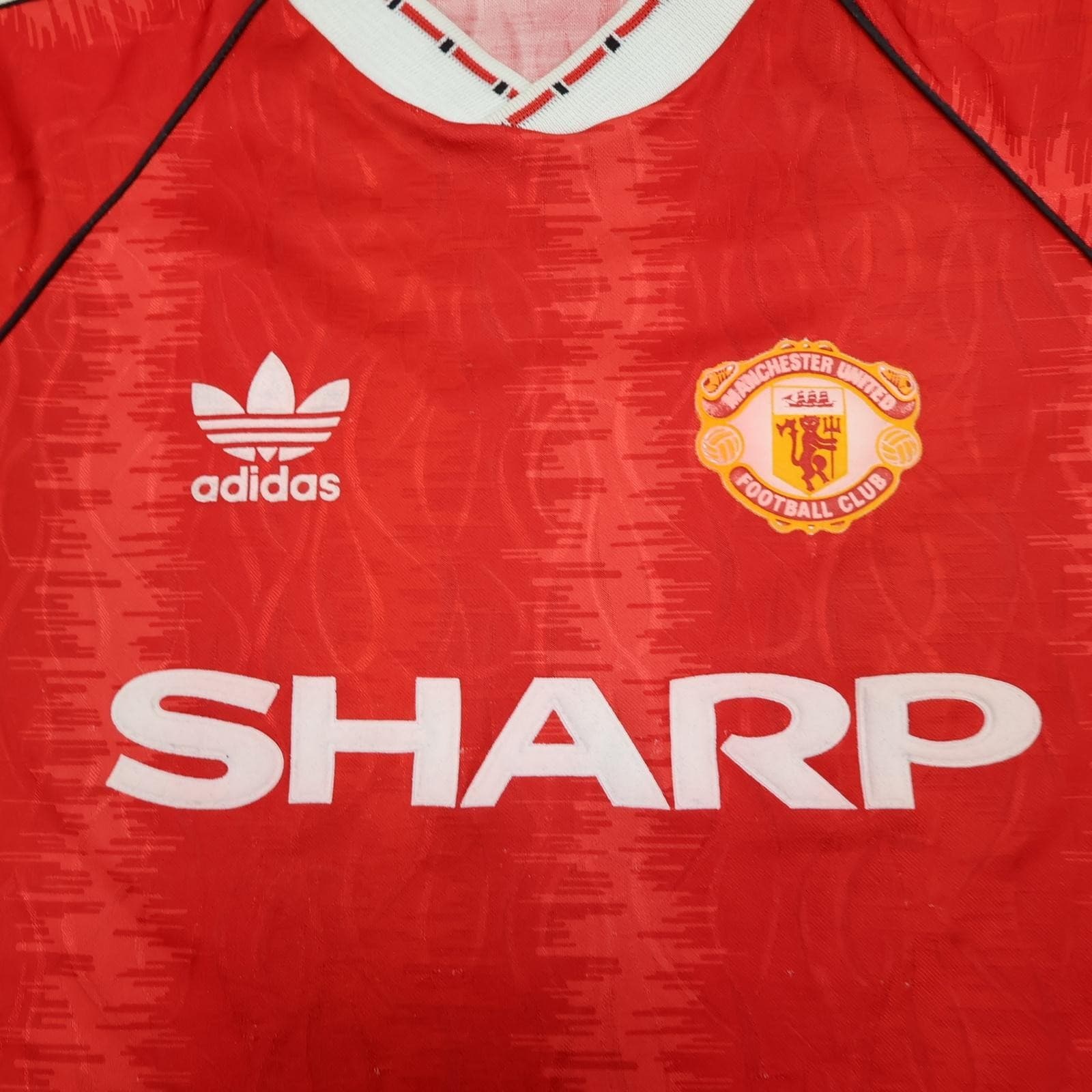 Vintage Manchester United Shirt Mens Large Red Home 1990 1992 Adidas Sharp 90s photo 2