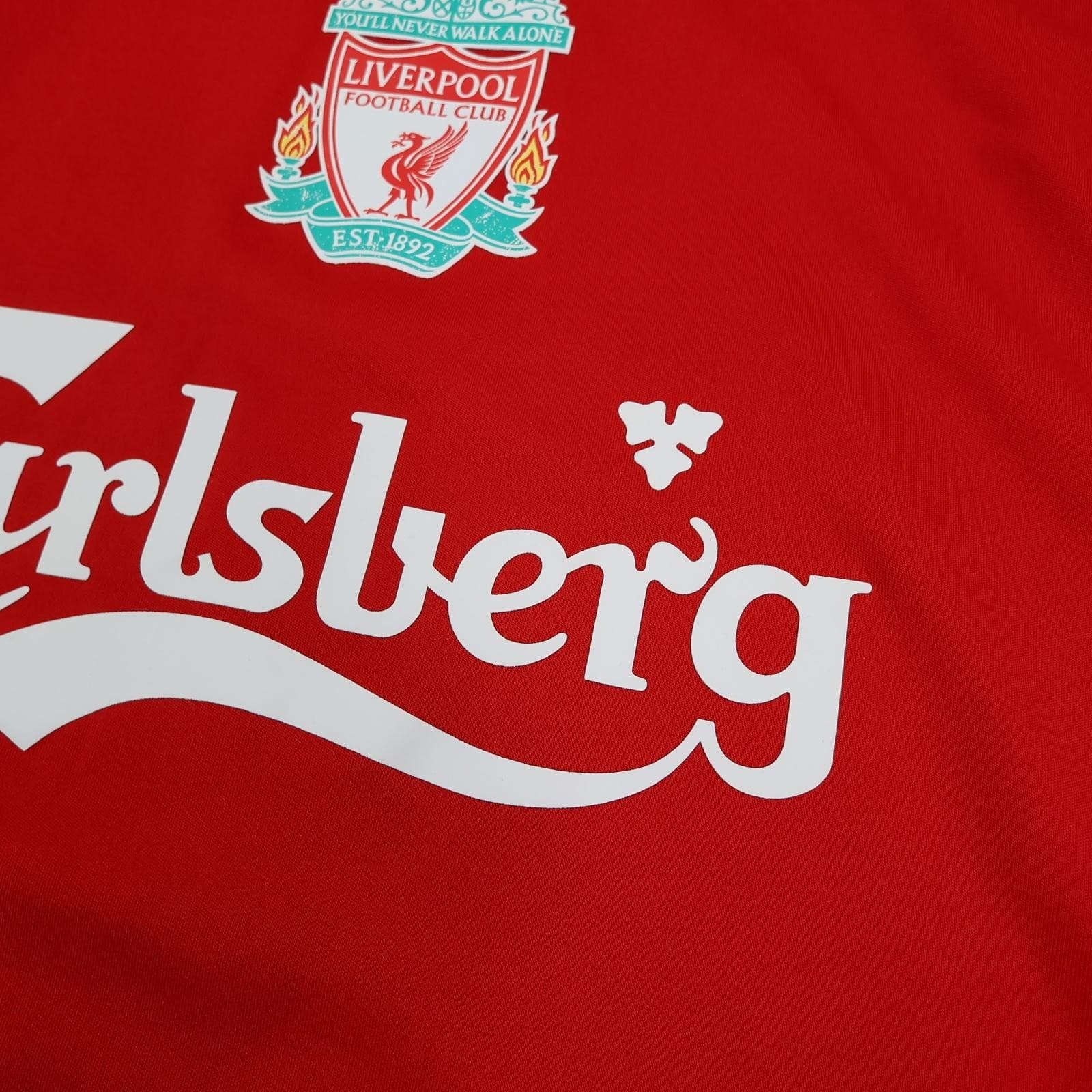 Liverpool Training Shirt Mens Large Red EPL Football Adidas Carlsberg Jersey photo 5