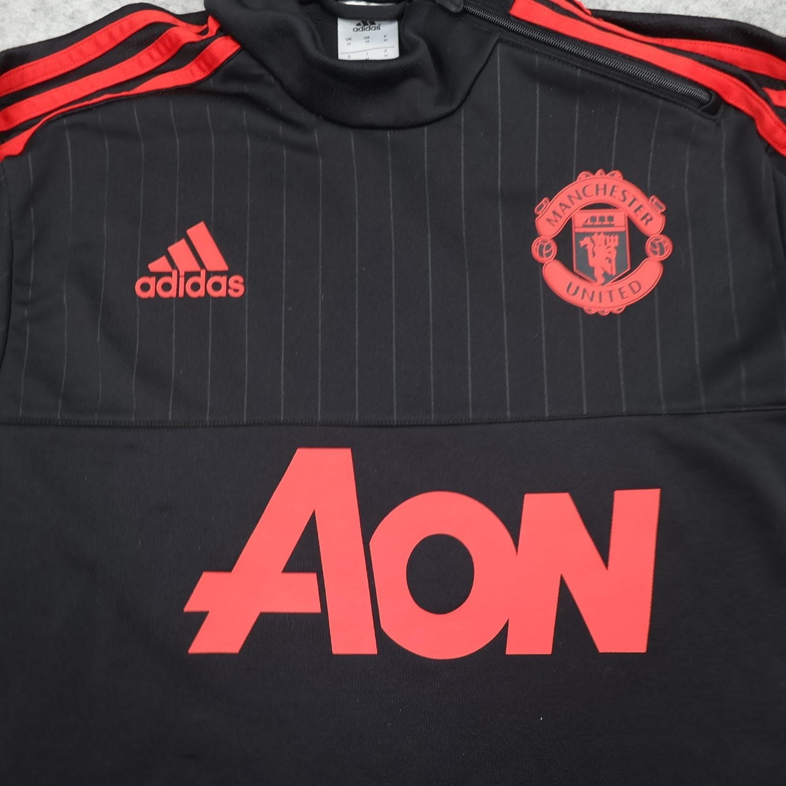 Manchester United Training Top Mens Medium Black Football Adidas Aon 2015 2016 photo 3