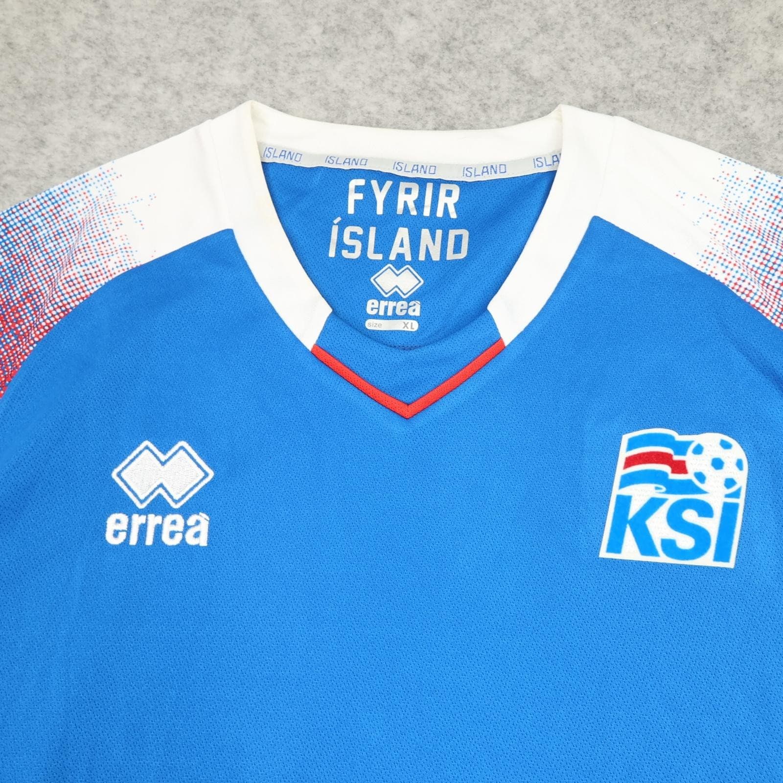 Iceland Home Shirt Mens XL Blue 2018 2019 Football Errea KSI Authentic Jersey photo 3