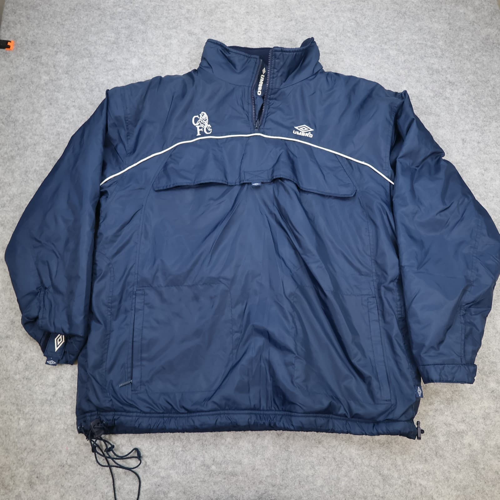 Chelsea Football Jacket Extra Large Umbro Navy Padded Training Coat 90s