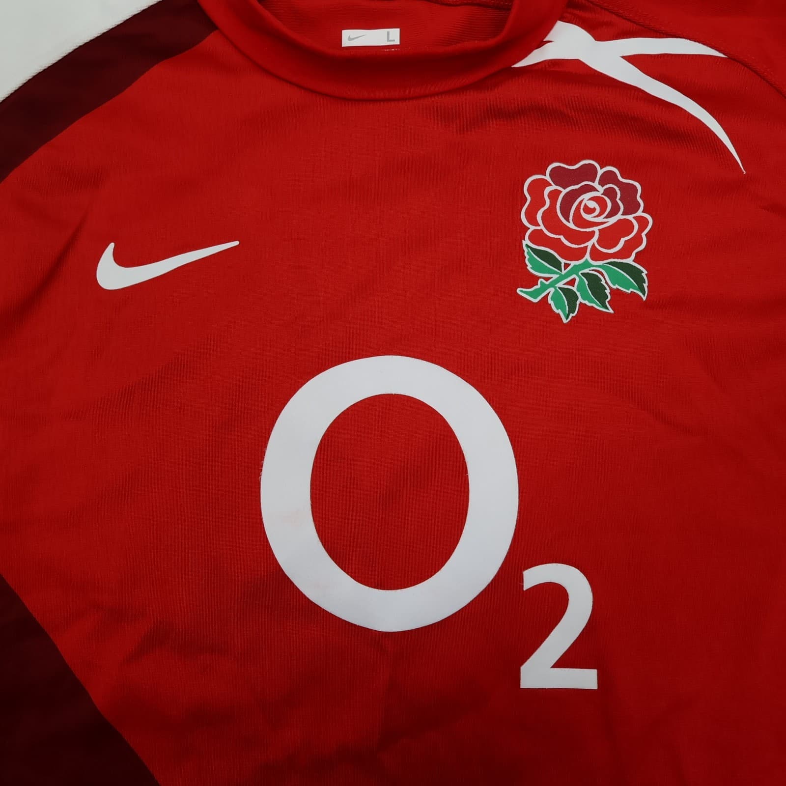 England Rugby Shirt Large Red Away Kit 2007 2008 Nike Jersey O2 photo 3