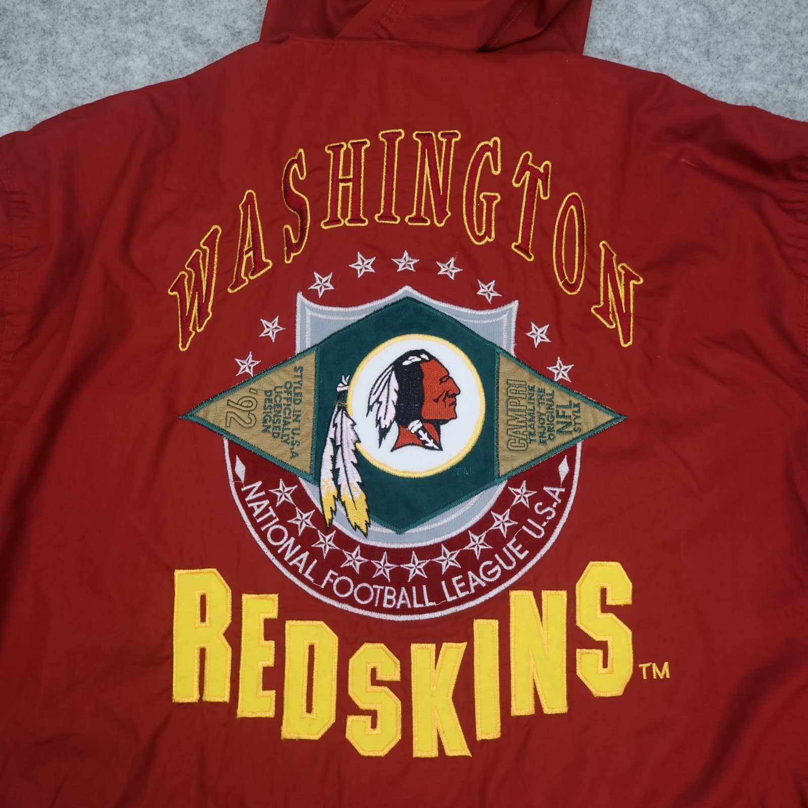 Vintage Washington Redskins Jacket Medium Hooded NFL Campri Team Line 90's Long photo 12