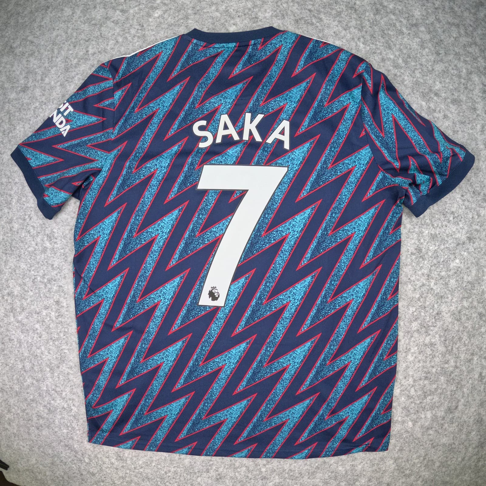 Arsenal Football Shirt Large Blue Third 2021 22 adidas Saka 7 Soccer Jersey
