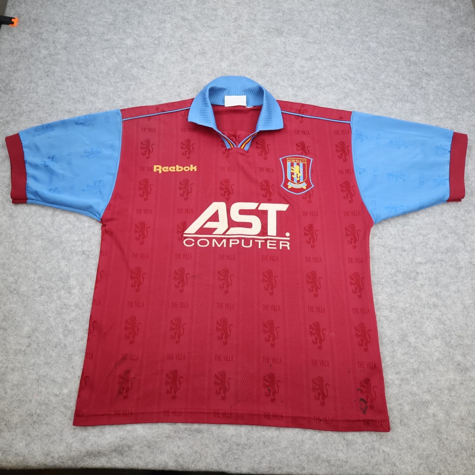 Vintage Aston Villa Shirt Large Burgundy Home Kit 1995 1997 38/40" Ugo Ehiogu photo 2