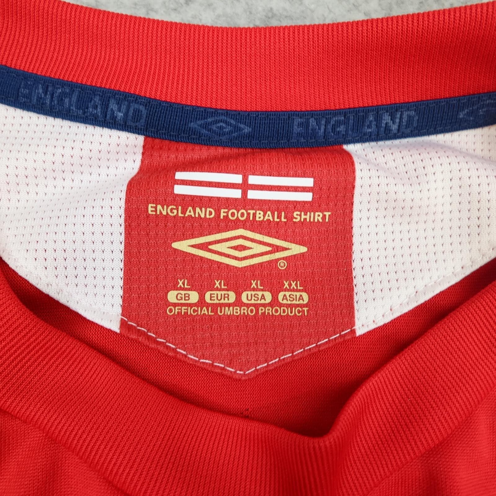 England Away Shirt Mens XL Red 2006 2008 Football Umbro Soccer Jersey Top 00s photo 6