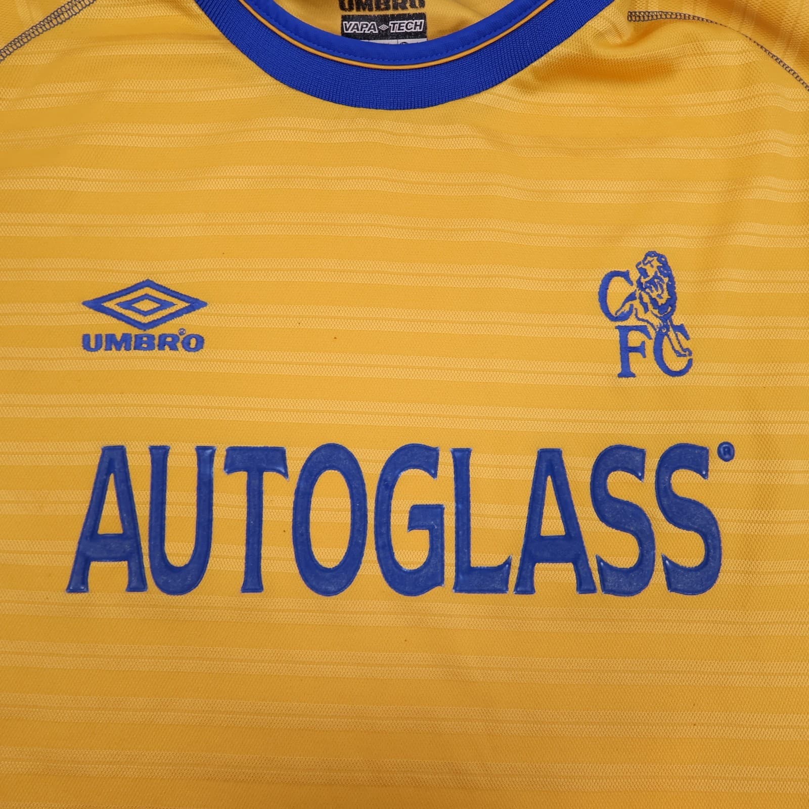 Vintage Chelsea Shirt Large Yellow Third Kit 2000 2001 Jersey Autoglass photo 3