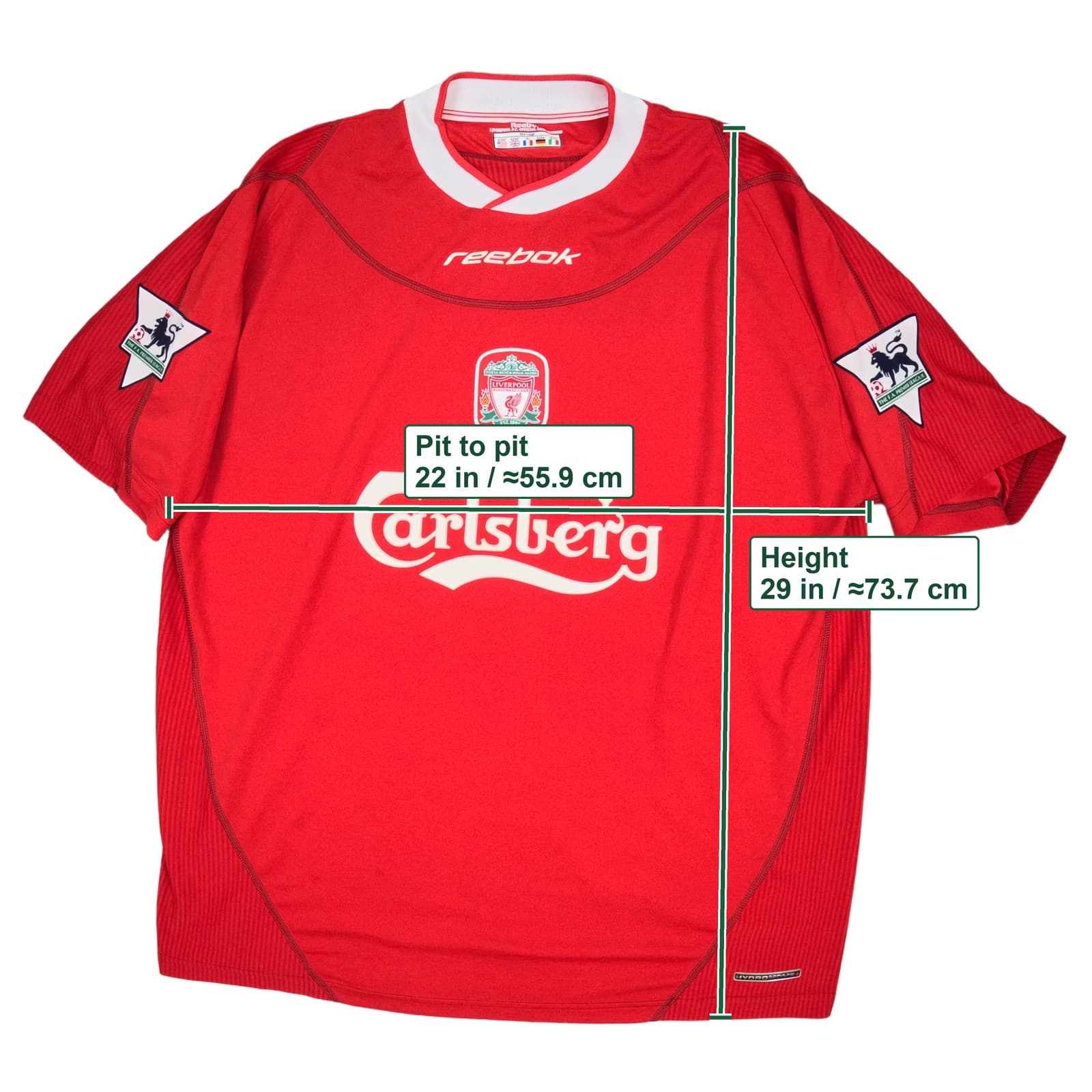 Liverpool Football Shirt Large Red Striped Home 2002 2004 Reebok Carragher 23 photo 3