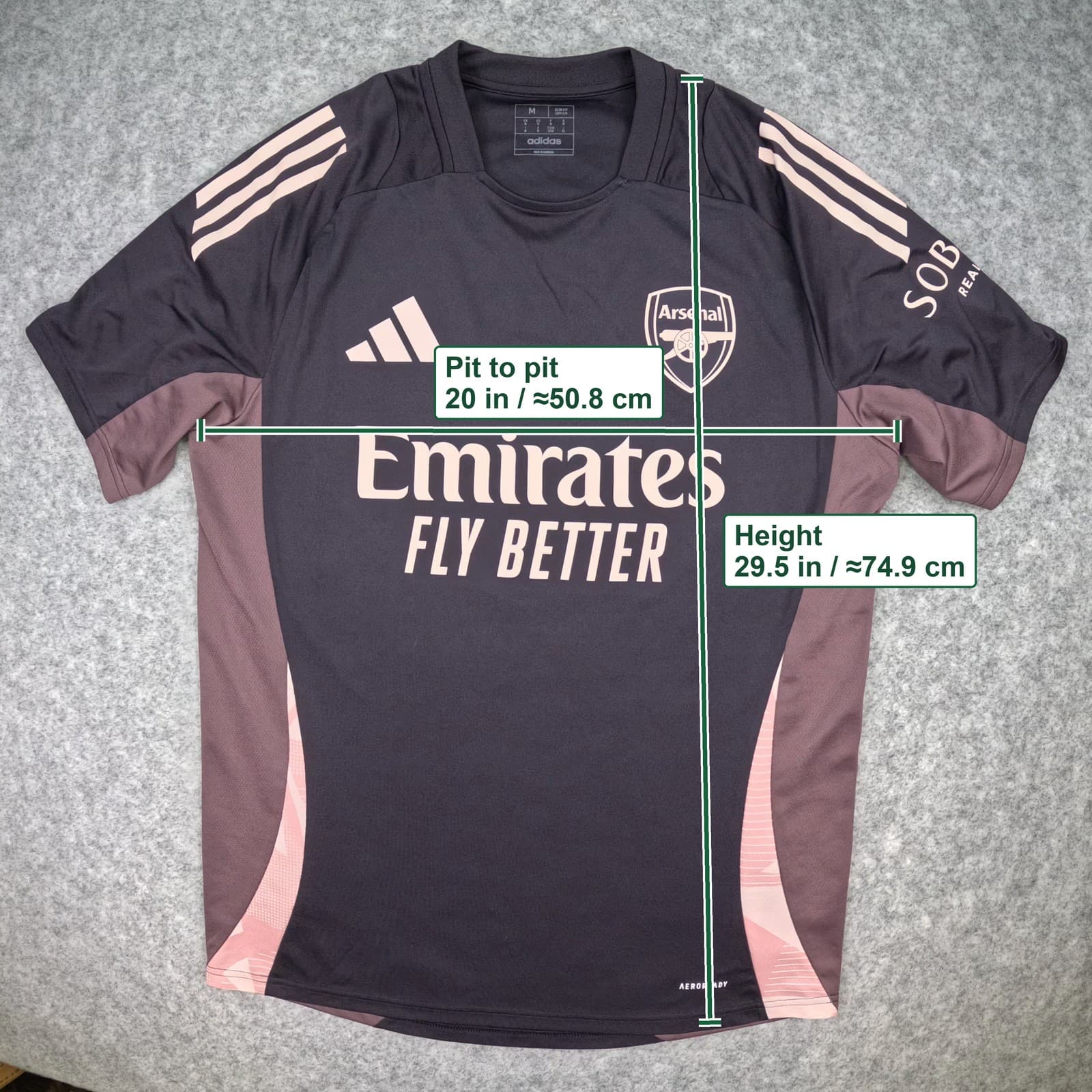 Arsenal Football Shirt Medium Black Training adidas 2024 2025 Soccer Jersey photo 4