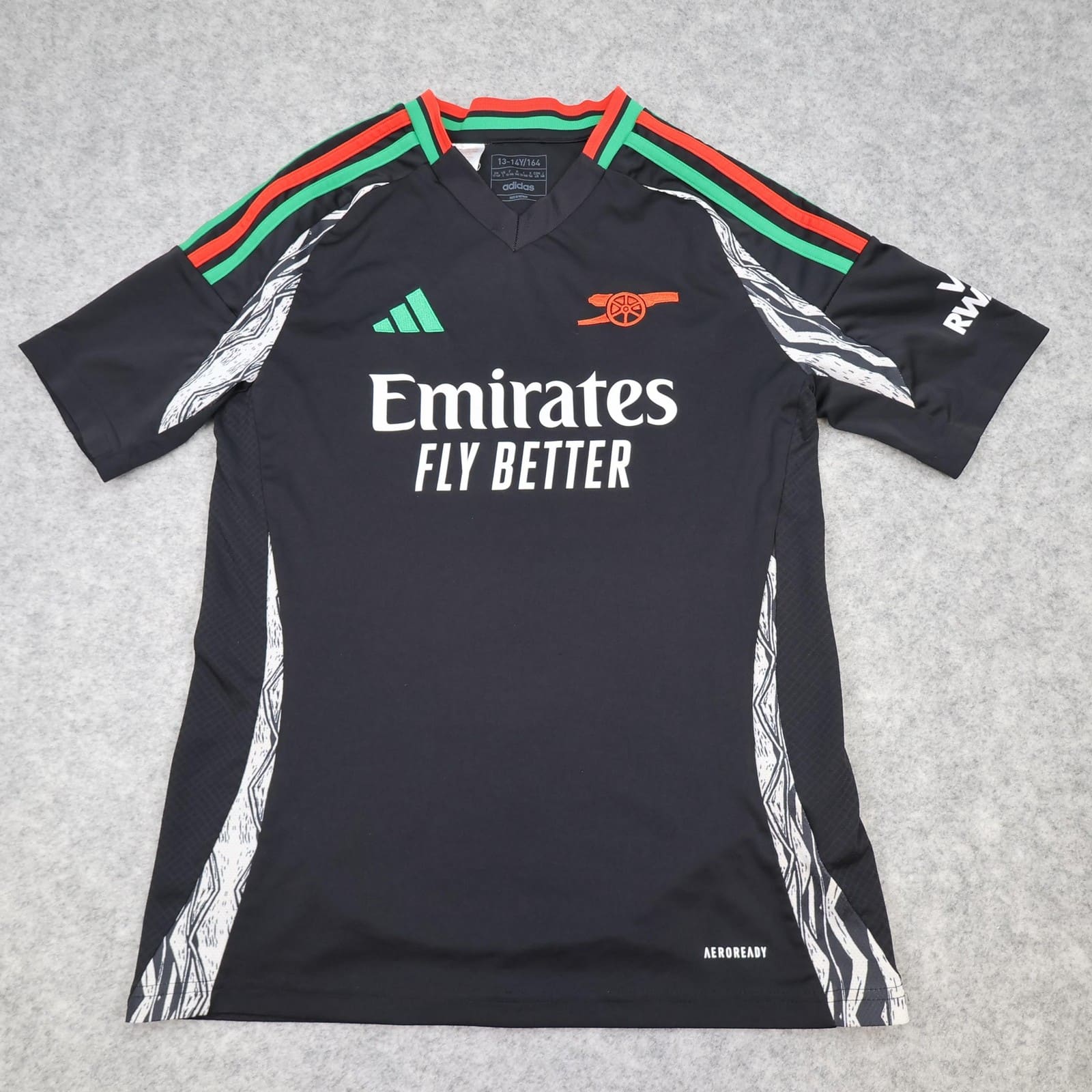 Arsenal Shirt Away Kids 13-14 Years Youth Black 2024 2025 Adidas Soccer Jersey