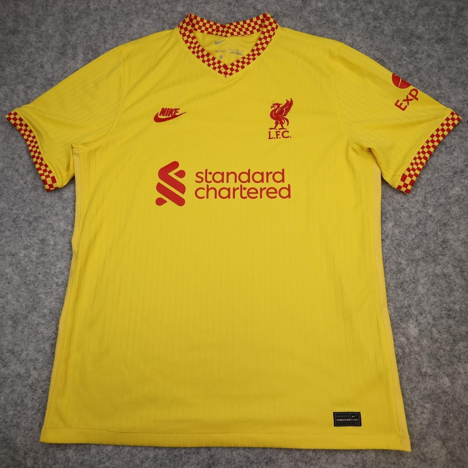 Liverpool Away Shirt Mens Large Yellow 3rd 2021 2022 Football Nike Soccer Jersey