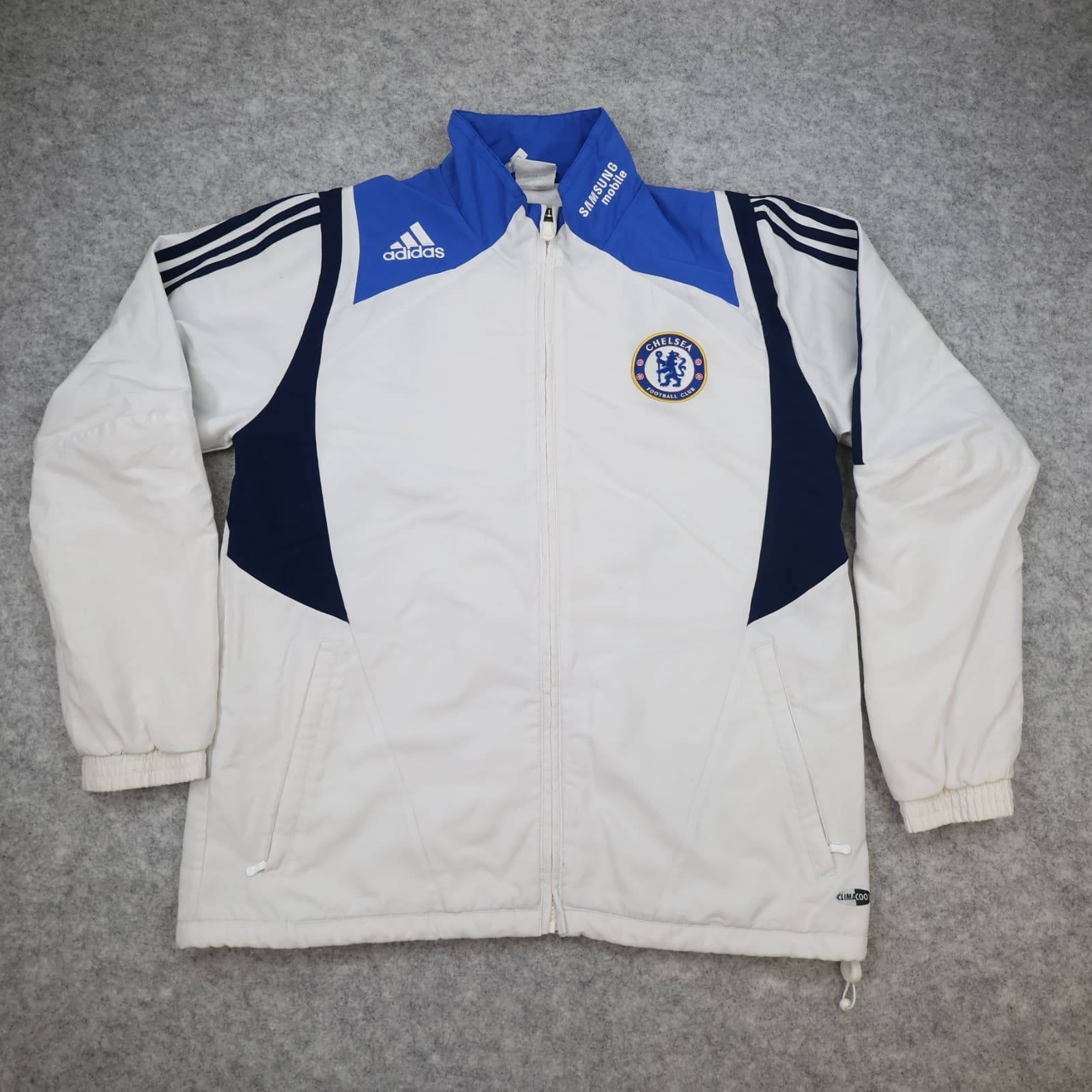 Chelsea Football Jacket Medium White Training Tracksuit Top Zip Adidas 2007 2008