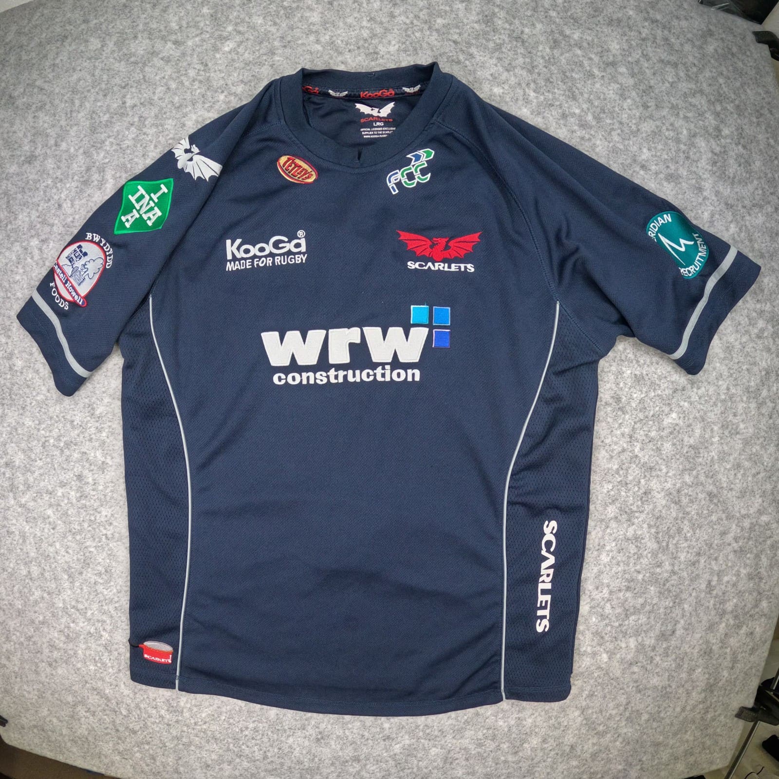 Scarlets Rugby Jersey Large Blue Navy KooGa Short Sleeve 2008 2009 Away