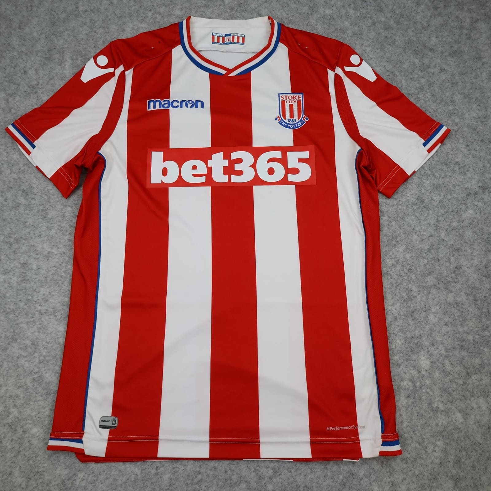 Stoke City Shirt Mens Medium Red Home Kit 2017 2018 Macron Jersey Soccer Jersey