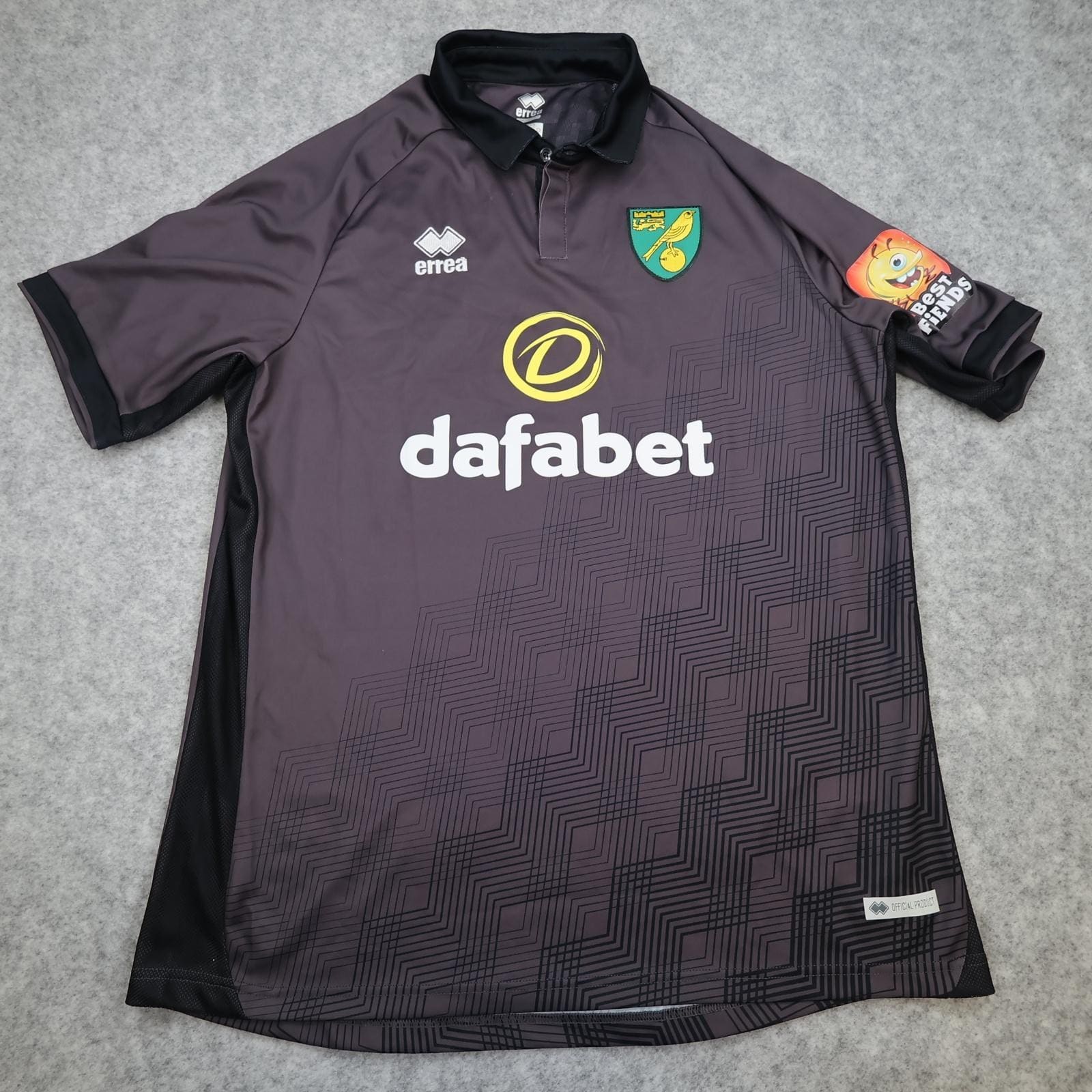 Norwich City Shirt Mens 3XL Grey Third Kit 2019 2020 Errea Dafabet Jersey