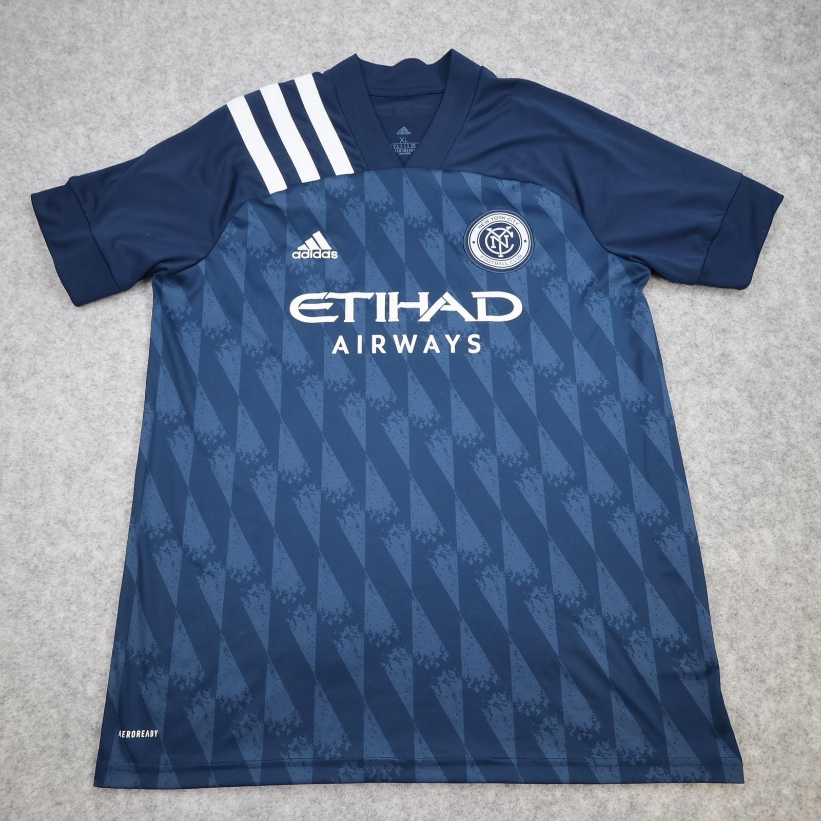New York City FC Away Shirt Mens XL Blue 2020 Adidas Etihad Airways