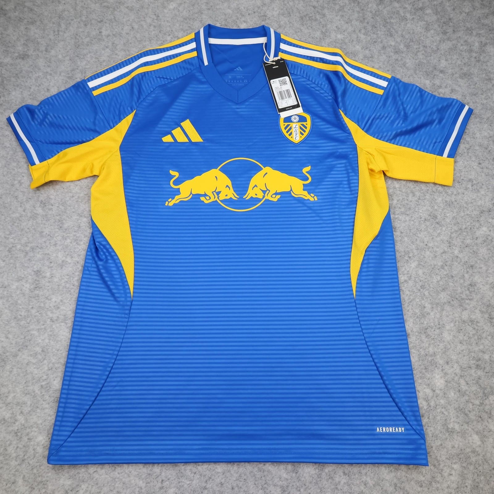 Leeds United Shirt Mens Medium Blue Away 2025 2026 Adidas Red Bull Soccer Jersey