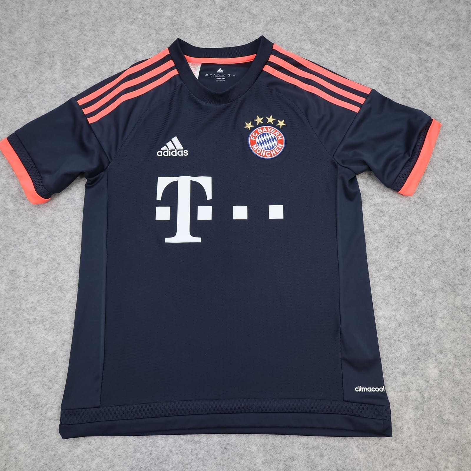 Bayern Munich Shirt Kids 13-14 Years Navy 3rd Kit 2015 2016 Adidas Soccer Jersey