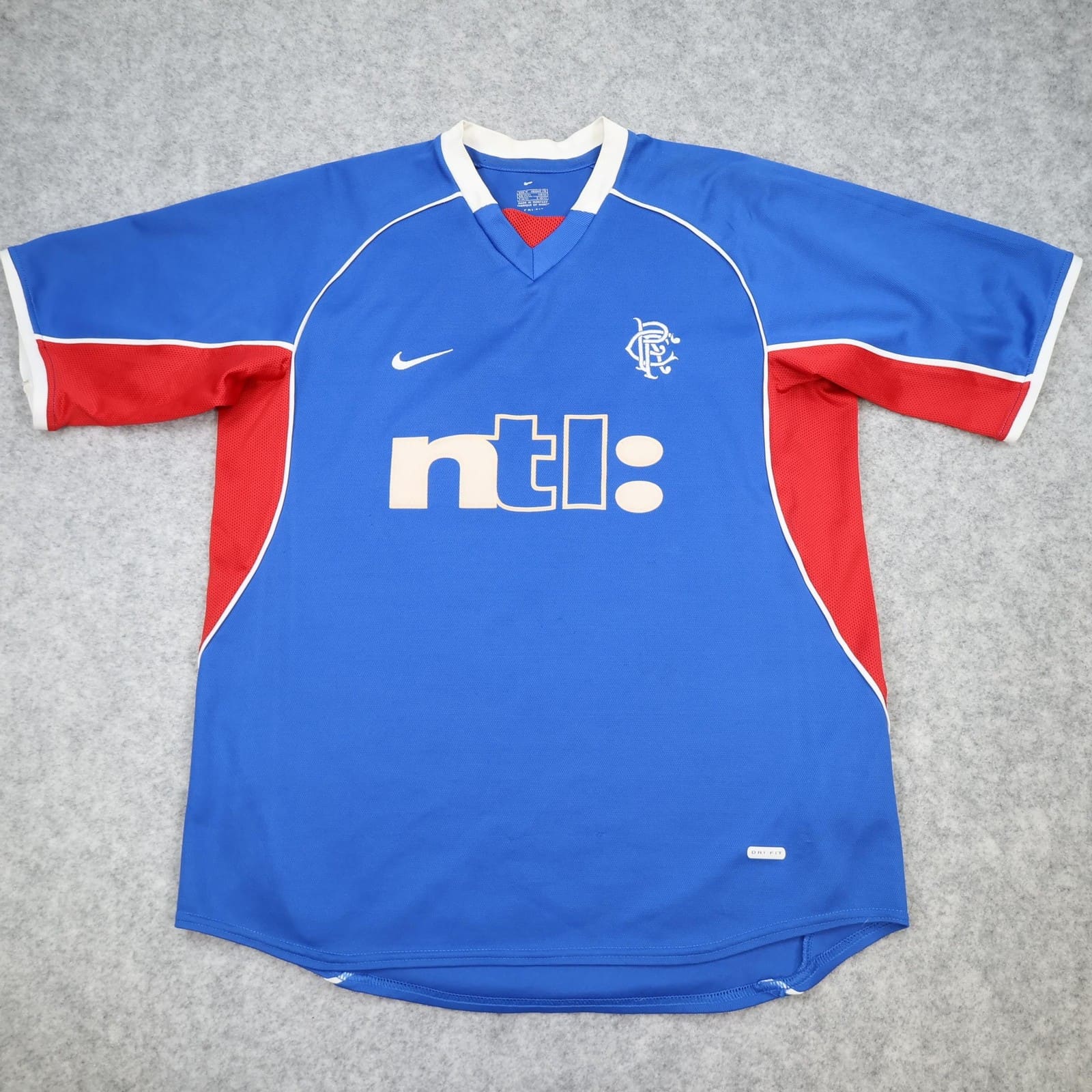 Vintage Rangers Shirt Mens Medium Blue Home 2001 2002 Soccer Nike Ntl Jersey 00s