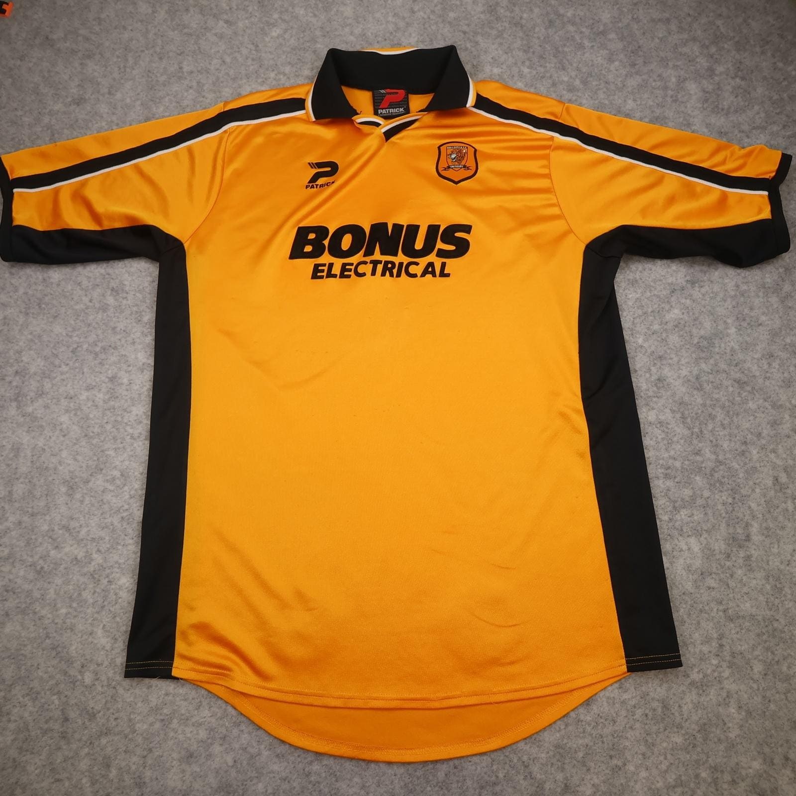 Vintage Hull City Shirt Mens 2XL 2002 2004 Yellow Home Patrick Bonus Electrical
