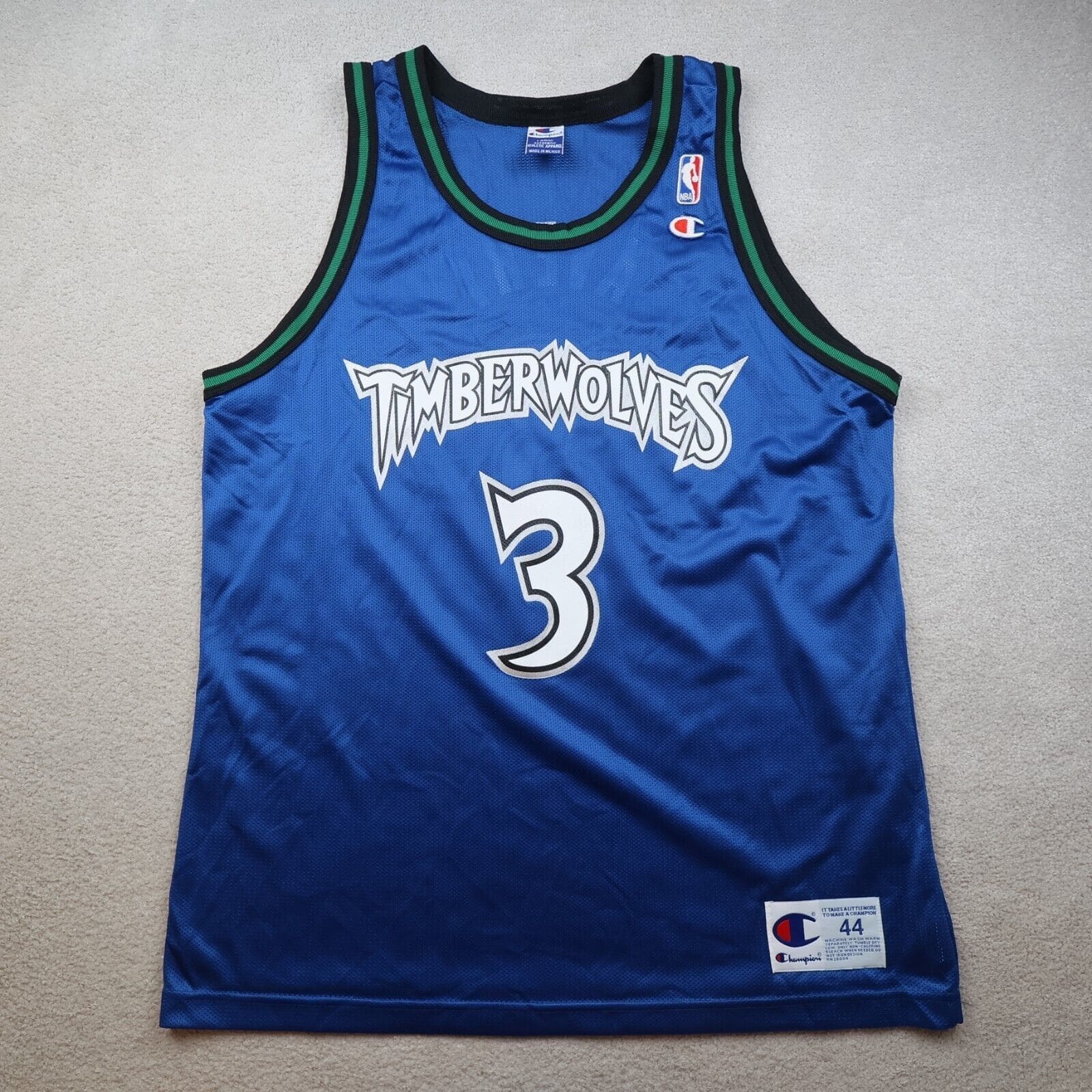 Vintage Minnesota Timberwolves Jersey Large Champion 90s NBA Will Avery 44