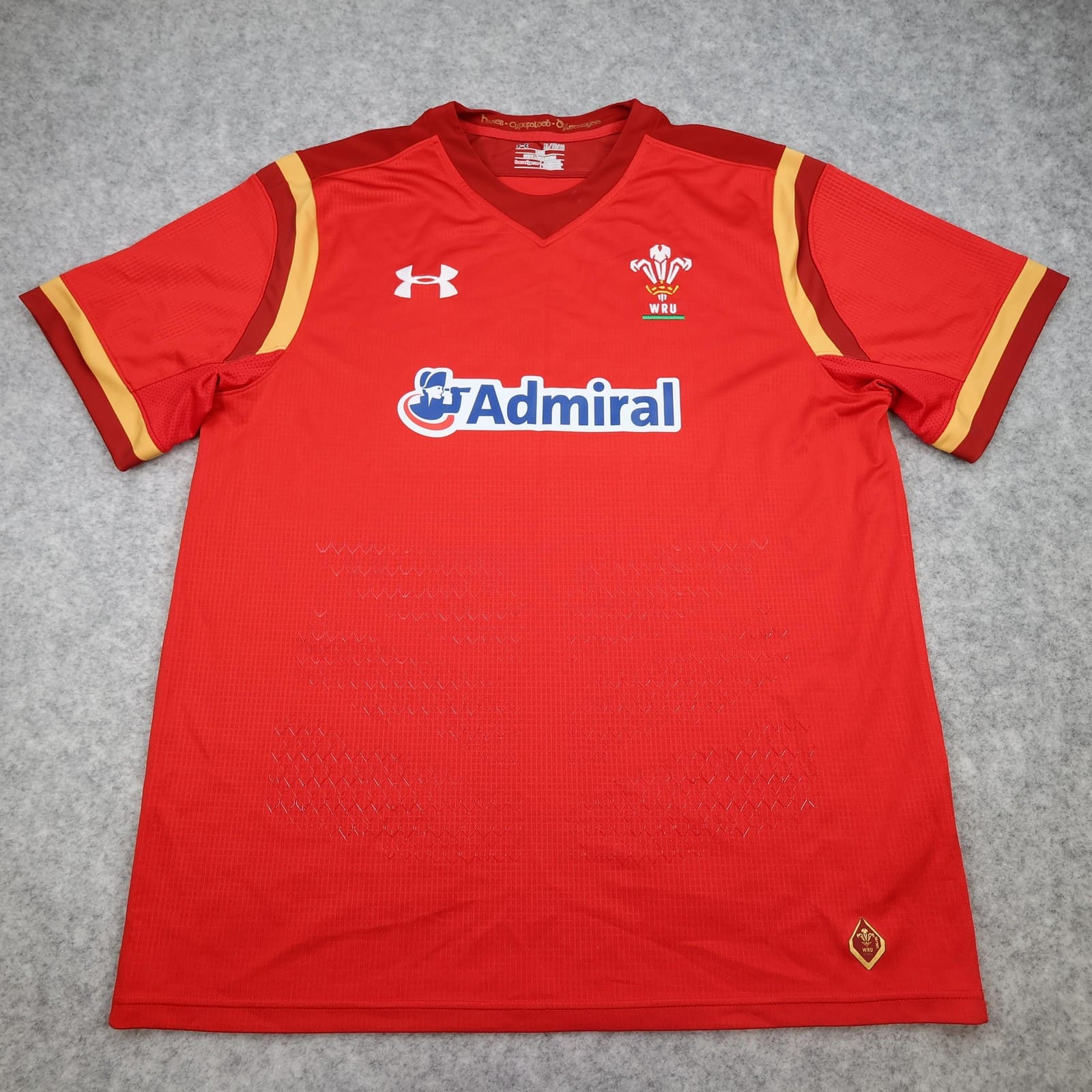 Wales Rugby Shirt Mens XL Red Rugby Union Under Armour Admiral 2016 Jersey