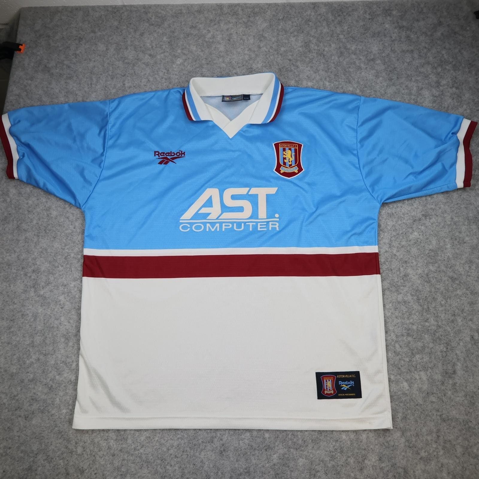Vintage Aston Villa Shirt Mens XL Blue Away 1997 1998 Reebok AST Soccer Jersey