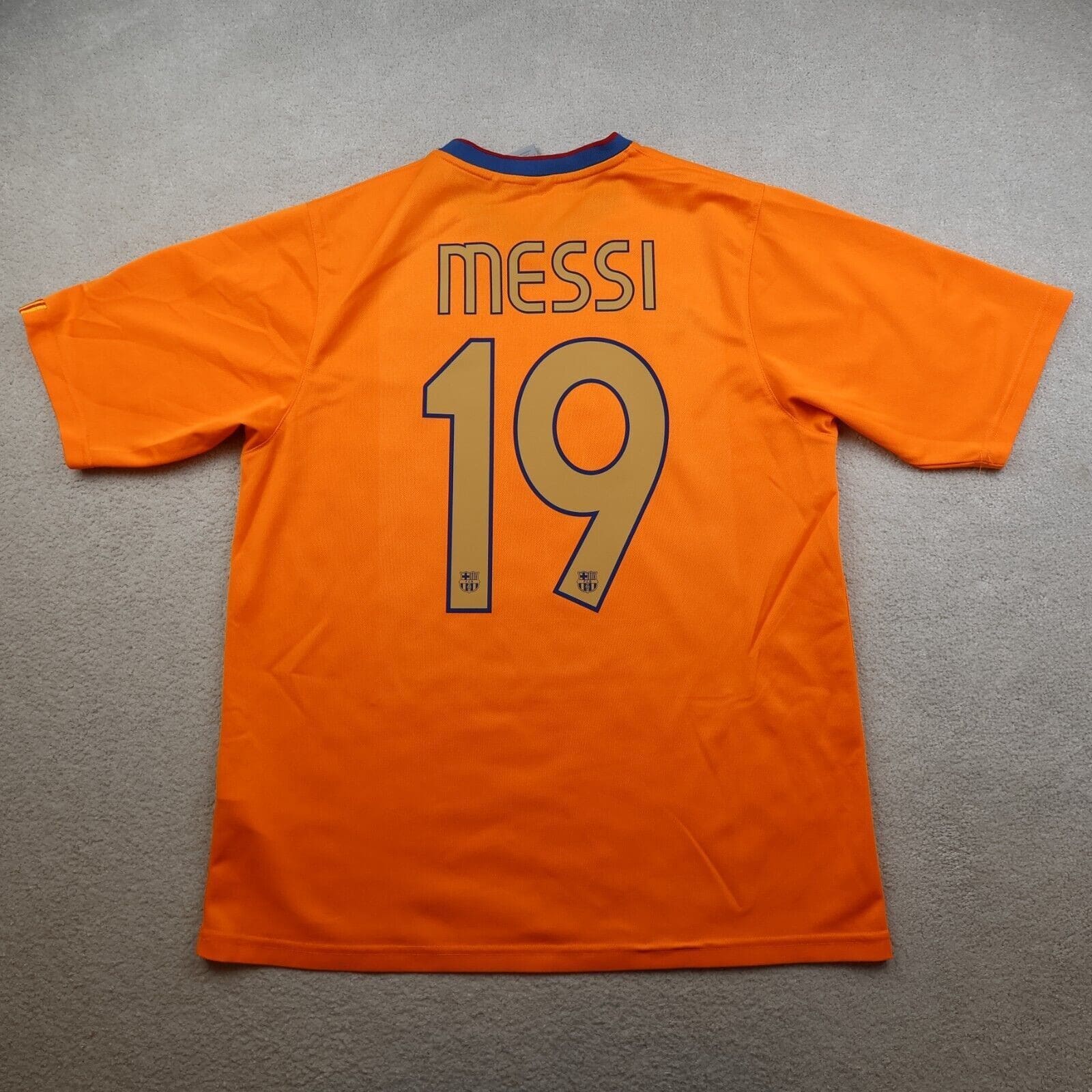 Barcelona Shirt Large Orange Away 2006 2008 Nike Jersey Football Lionel Messi