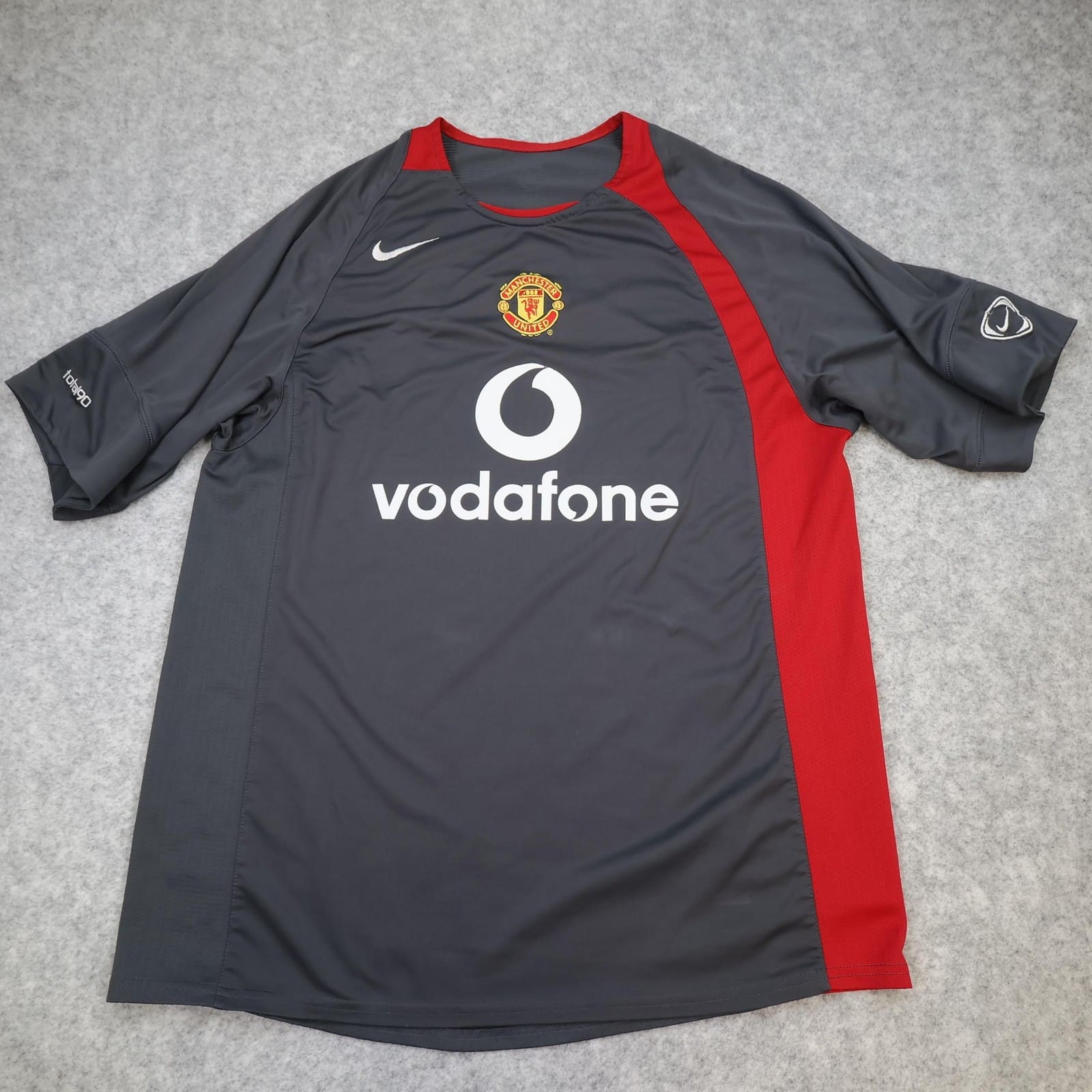 Manchester United Shirt Mens Large Grey Training 2004 2005 Nike Vodafone Soccer