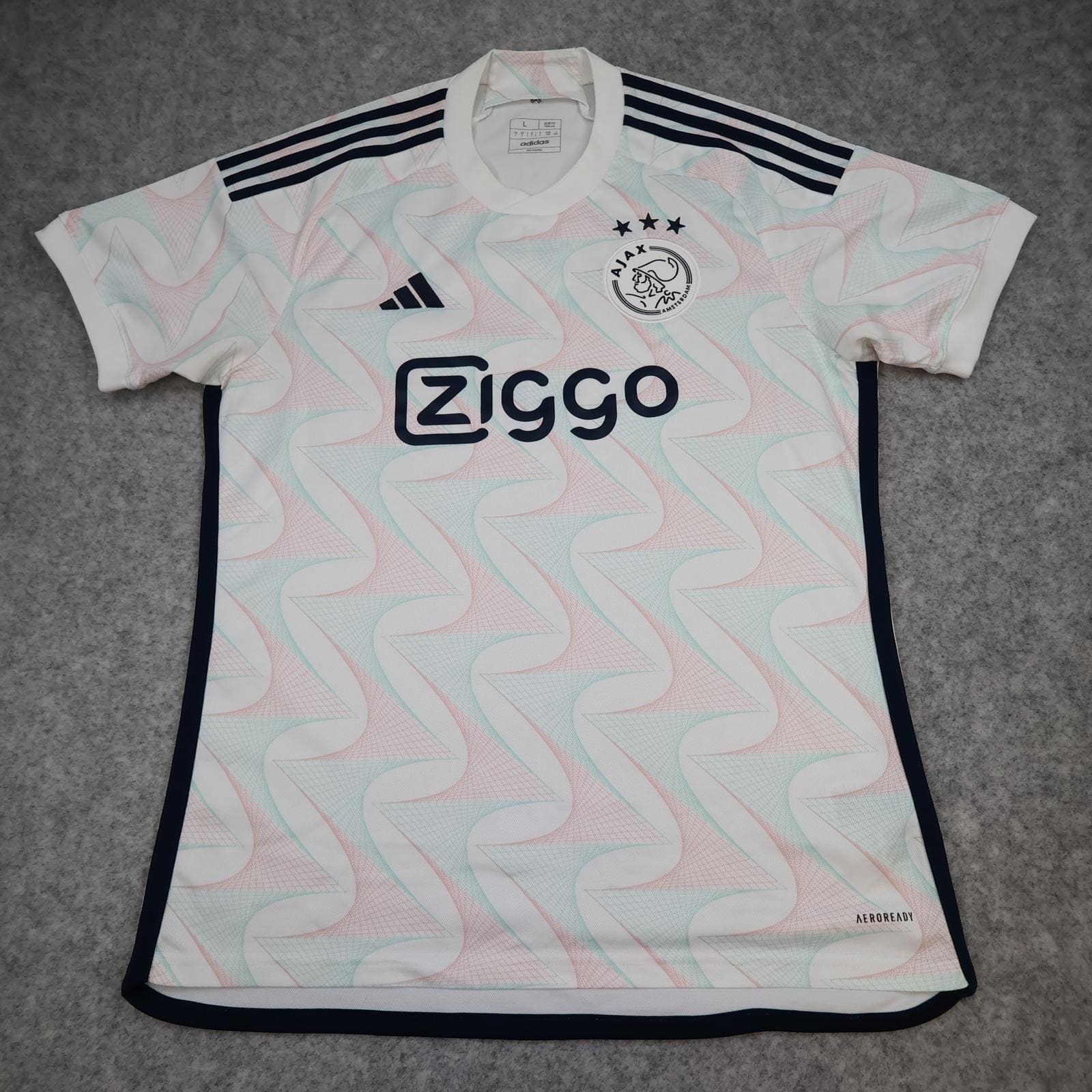 Ajax Shirt Mens Large White Away 2023 2024 Football Adidas Ziggo Soccer Jersey