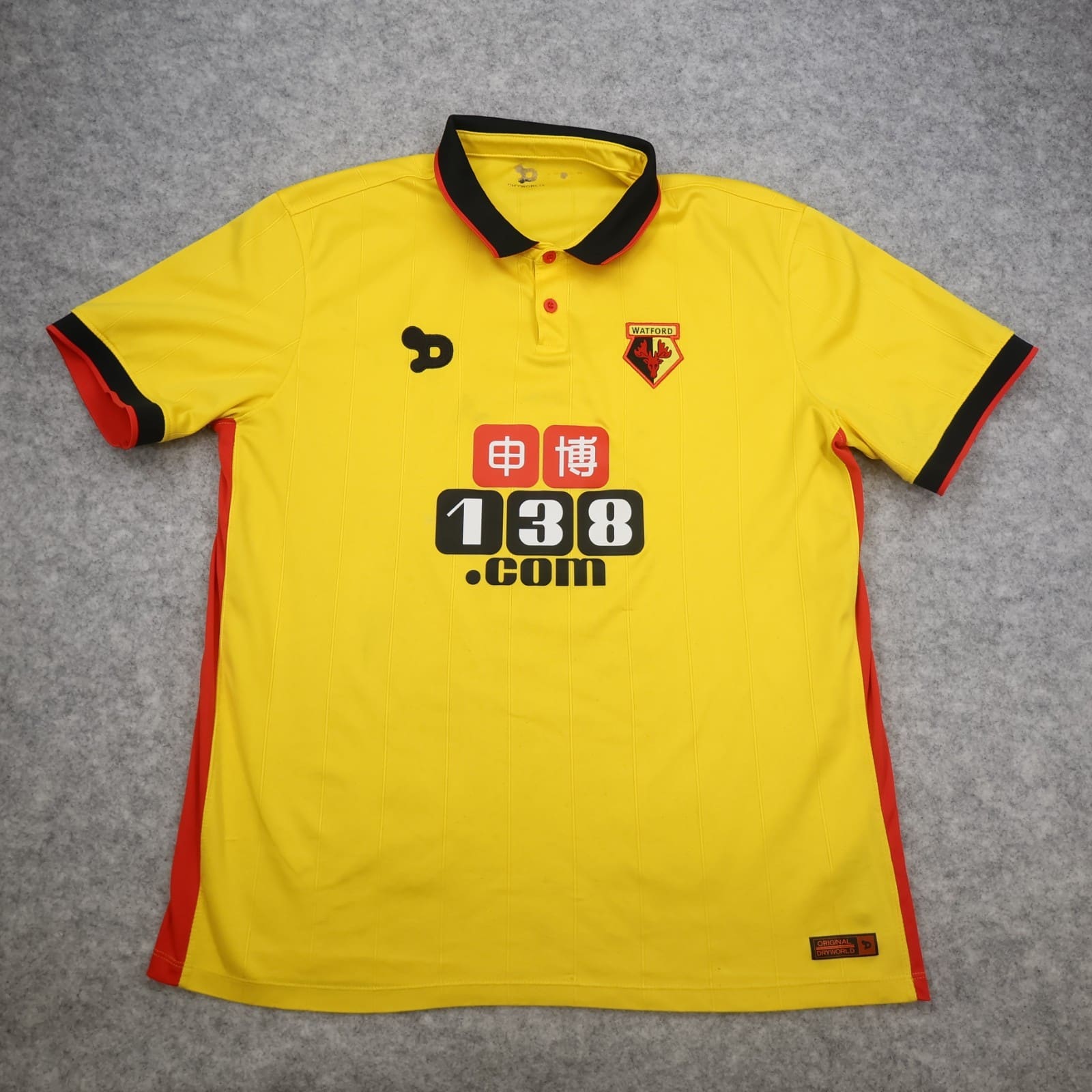 Watford Shirt Large Yellow Home Kit 2016 2017 DryWorld Football Jersey