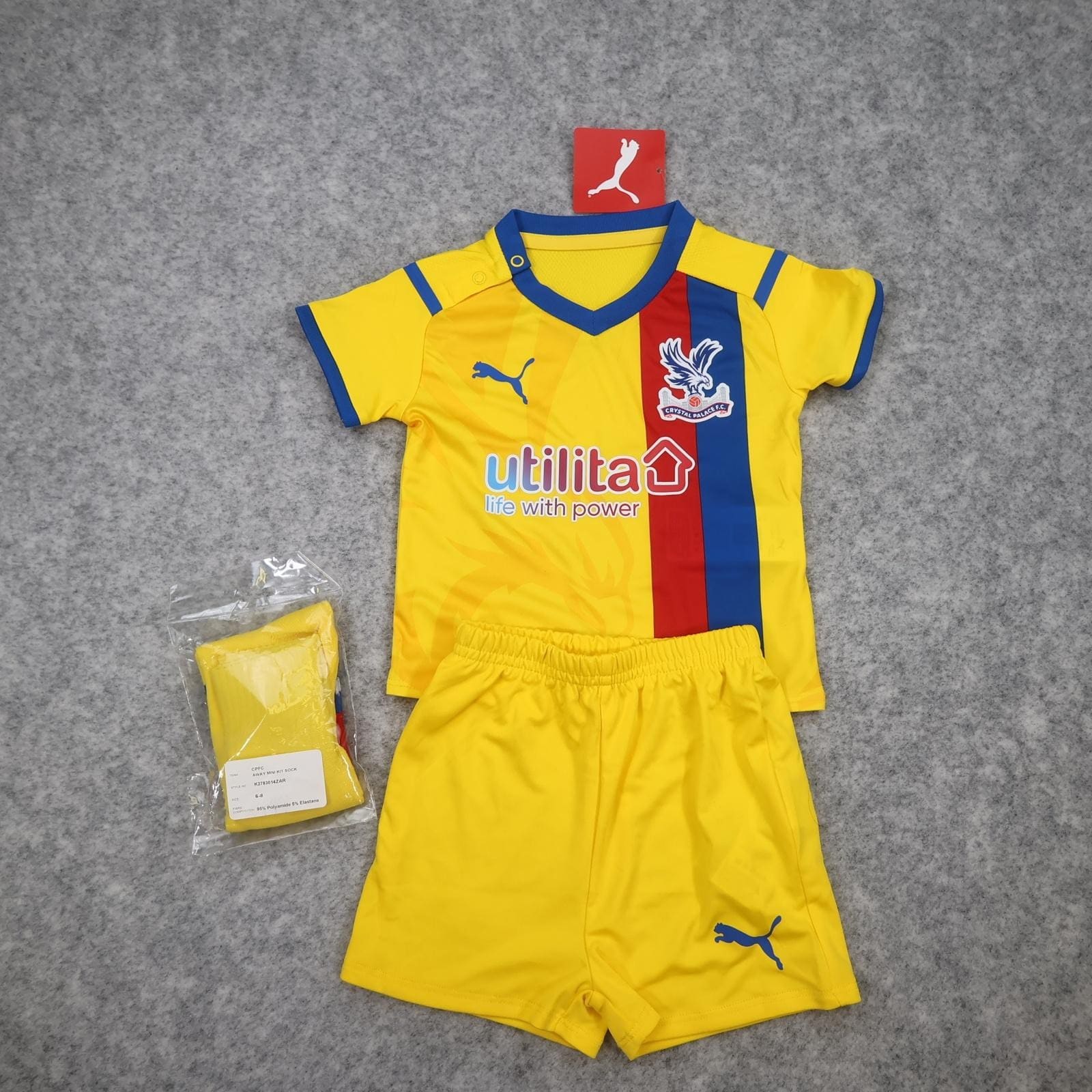 Crystal Palace Baby Kit 9-12 Months Yellow Away 2021 2022 Football Puma Utilita