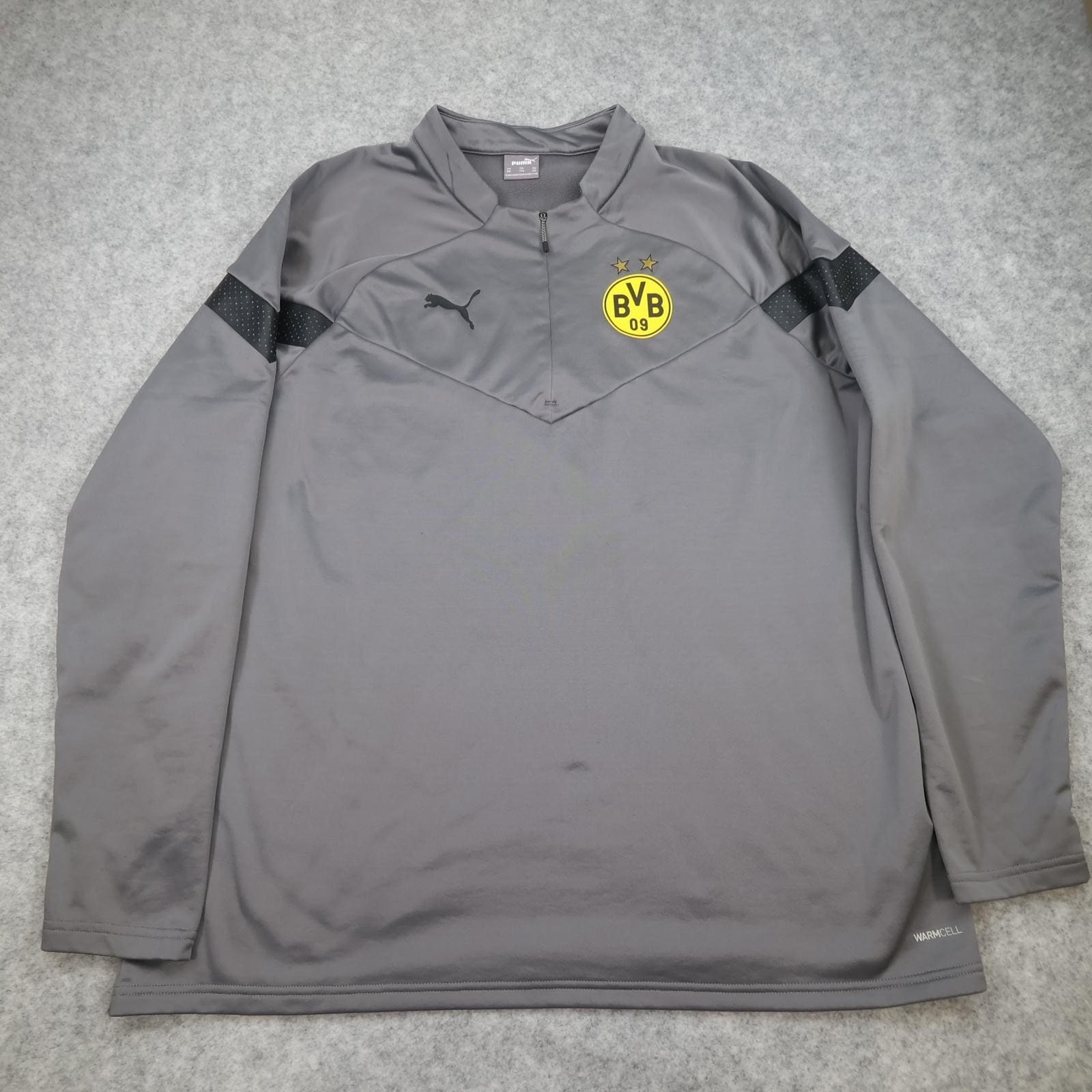 Borussia Dortmund Training Top Mens 2XL Grey Football Puma 1/4 Zip WarmCELL